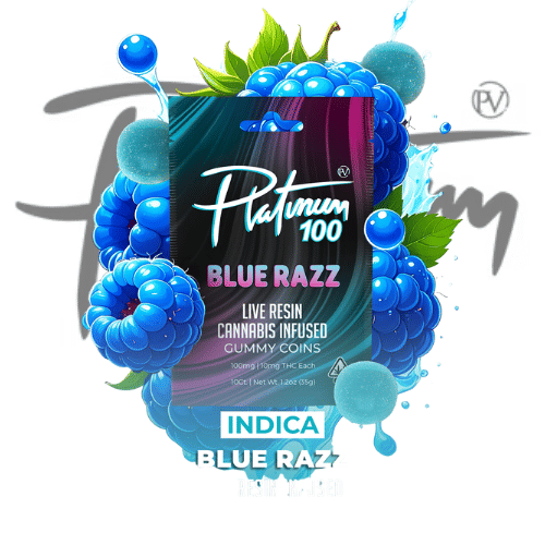 Blue Razz (10) 100MG Live Resin Gummy Coins