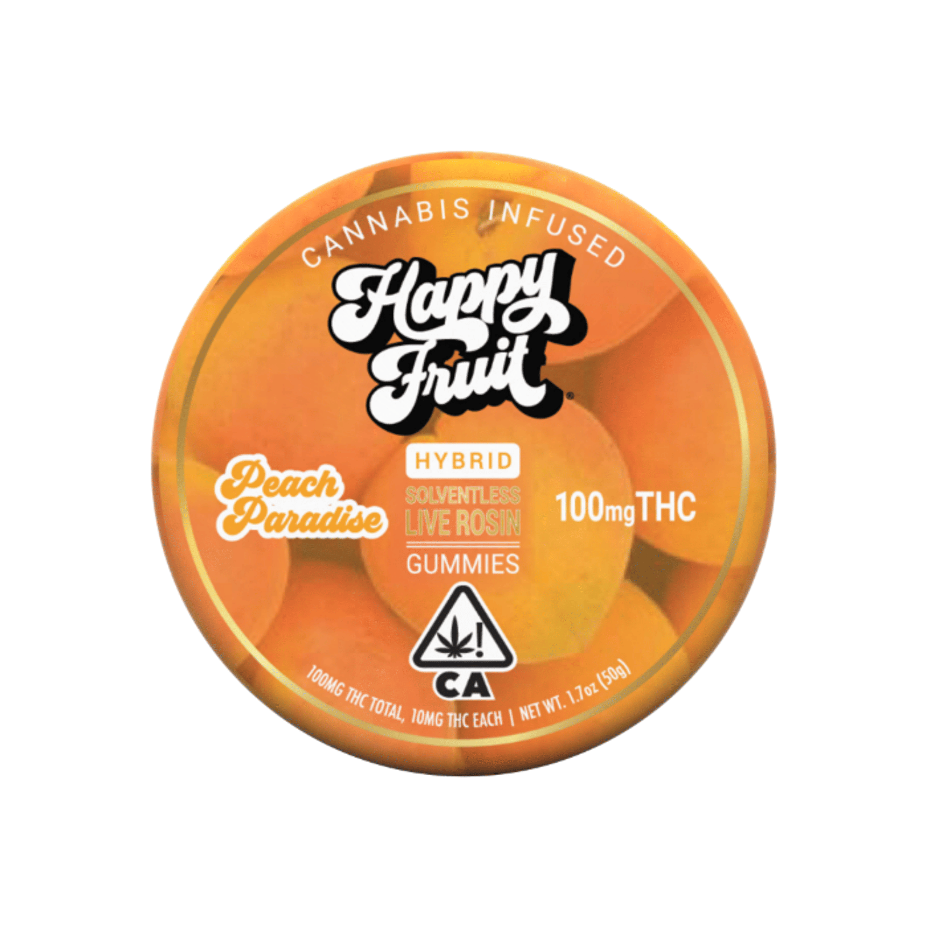 Happy Fruit - Peach Paradise - Live Rosin Gummies - 100mg THC + 200mg CBD **Buy 2 Get 2 EVERYDAY** - Happy Fruit - - $15.99 - Edibles