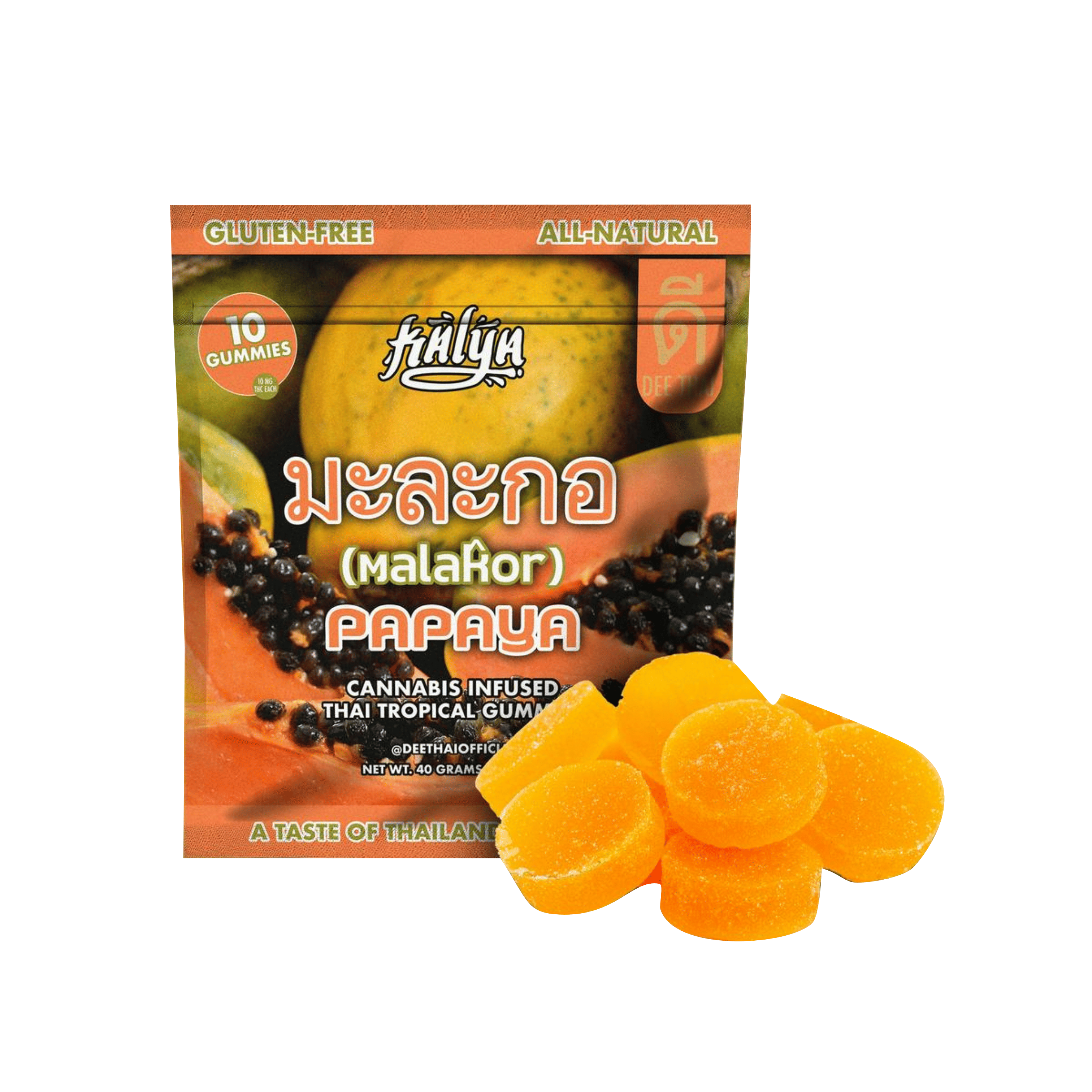 Papaya Rosin Infused Tropical Gummies (Dee Thai x Kalya) - 100mg - Dee Thai -  - $13 - Edibles