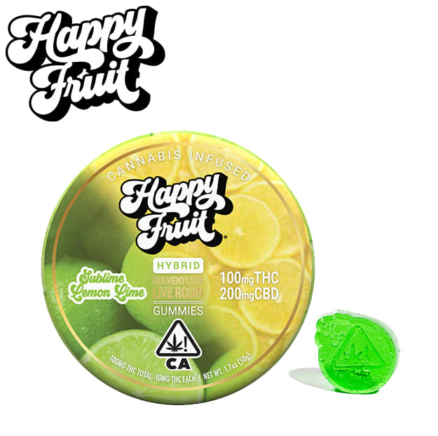 Happy Fruit - Sublime Lemon Lime - Solventless Live Rosin Gummies - 100mg *BOGO EVERYDAY* - Happy Fruit -  - $15.99 - Edibles