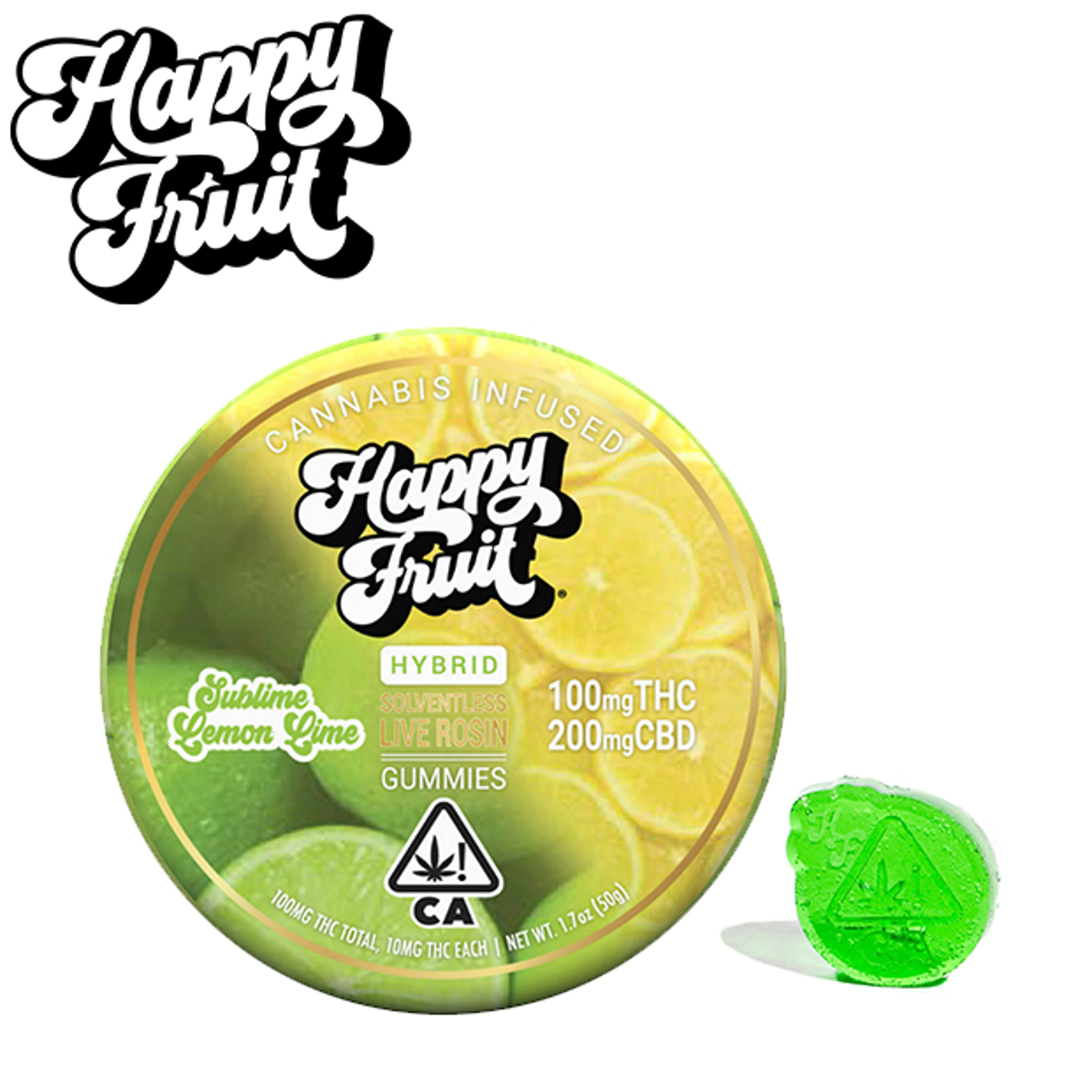Happy Fruit - Sublime Lemon Lime - Solventless Live Rosin Gummies - 100mg *BOGO EVERYDAY* - Happy Fruit - - $15.99 - Edibles