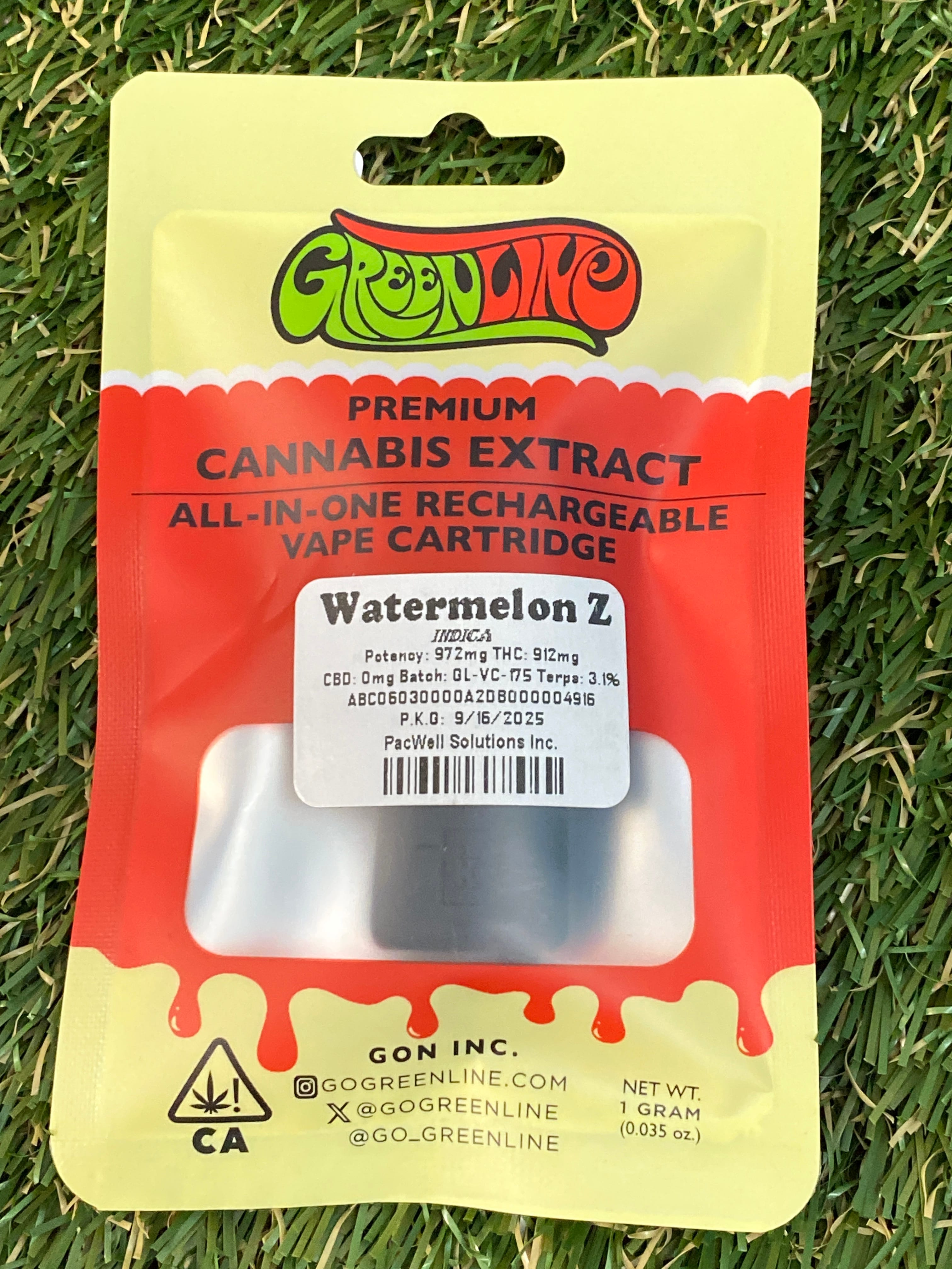 WATERMELON Z 1G DISP - Greenline -  - $18.28 - Vape Cartridge