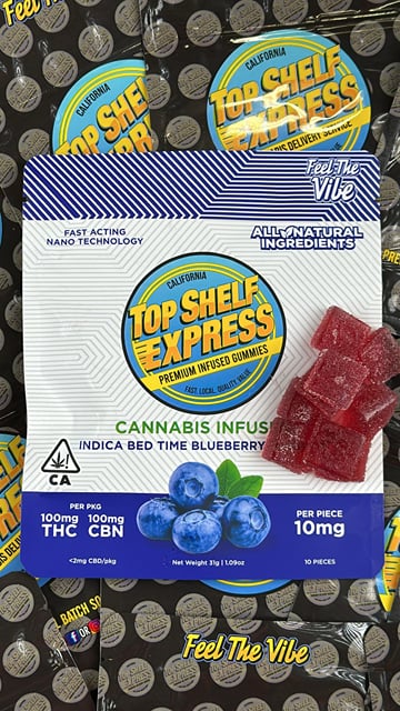 ^Bed Time Blueberry Gummy 1:1 THC/CBN Gummies (100mg)