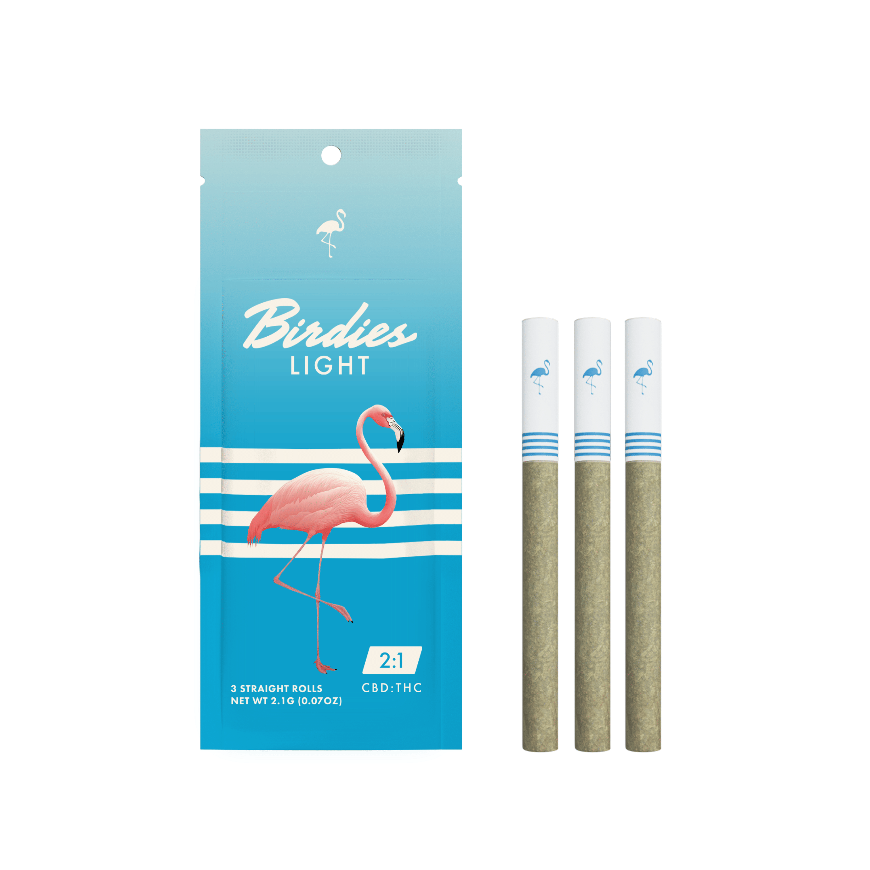 Light 2:1 CBD:THC Straight Rolls 3-Pack - 2.1g - Birdies -  - $12.50 - Pre-Rolls
