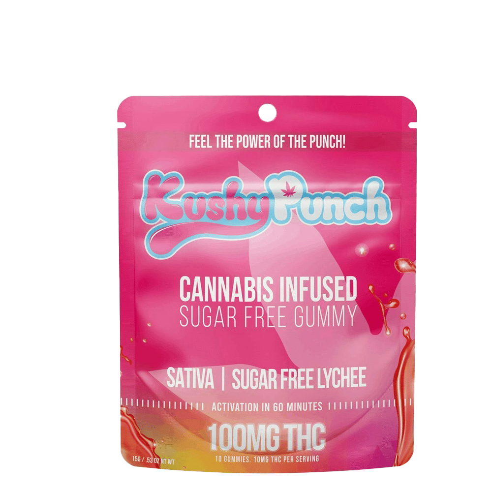 Sativa Sugar Free Lychee Gummy (100Mg) (1Pk) - Kushy Punch - null - $12 - Edible