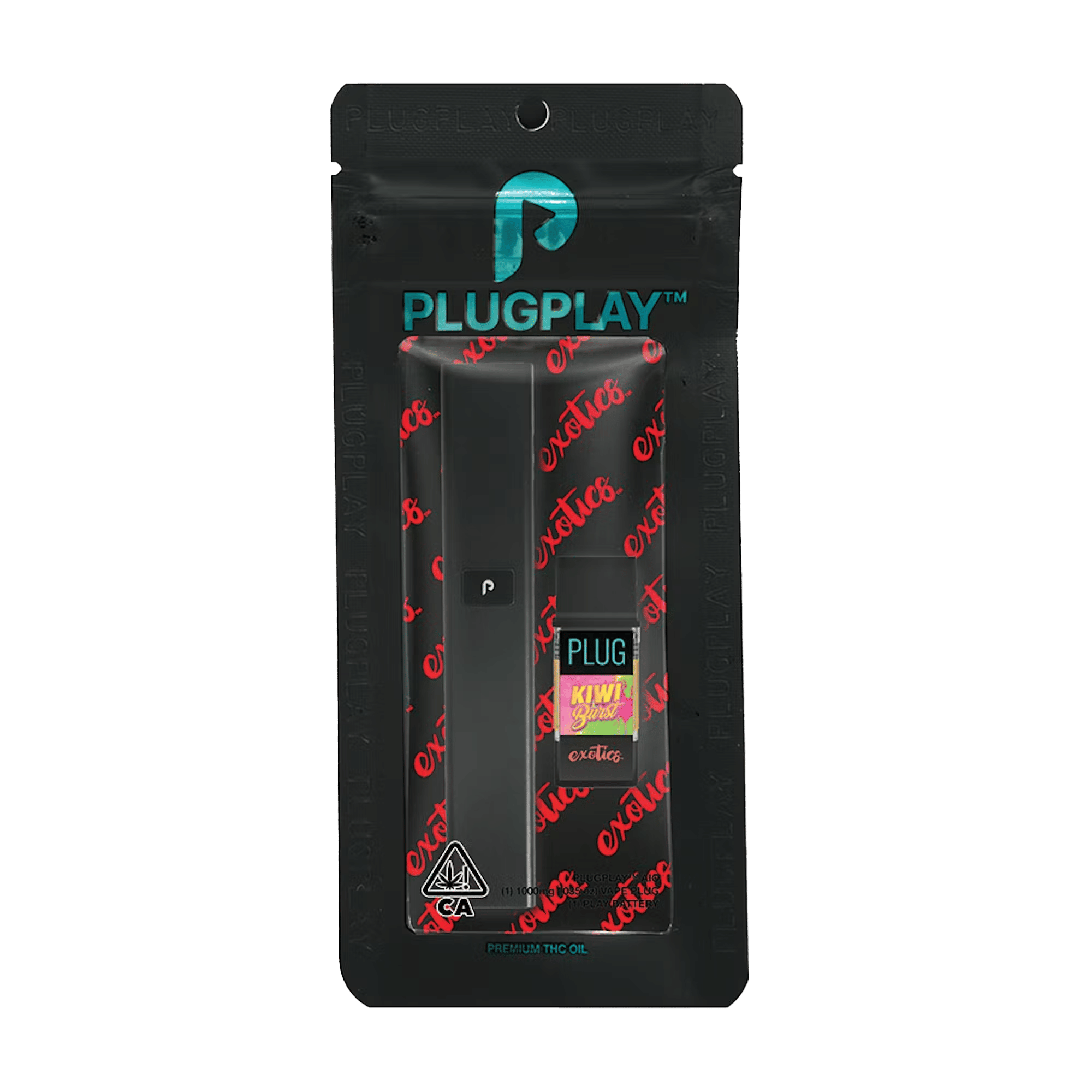 EXOTICS: Kiwi Burst - Disposable - PLUGplay - One Gram - $47.99 - Disposable Vape (All-In-One, Battery Built-In)