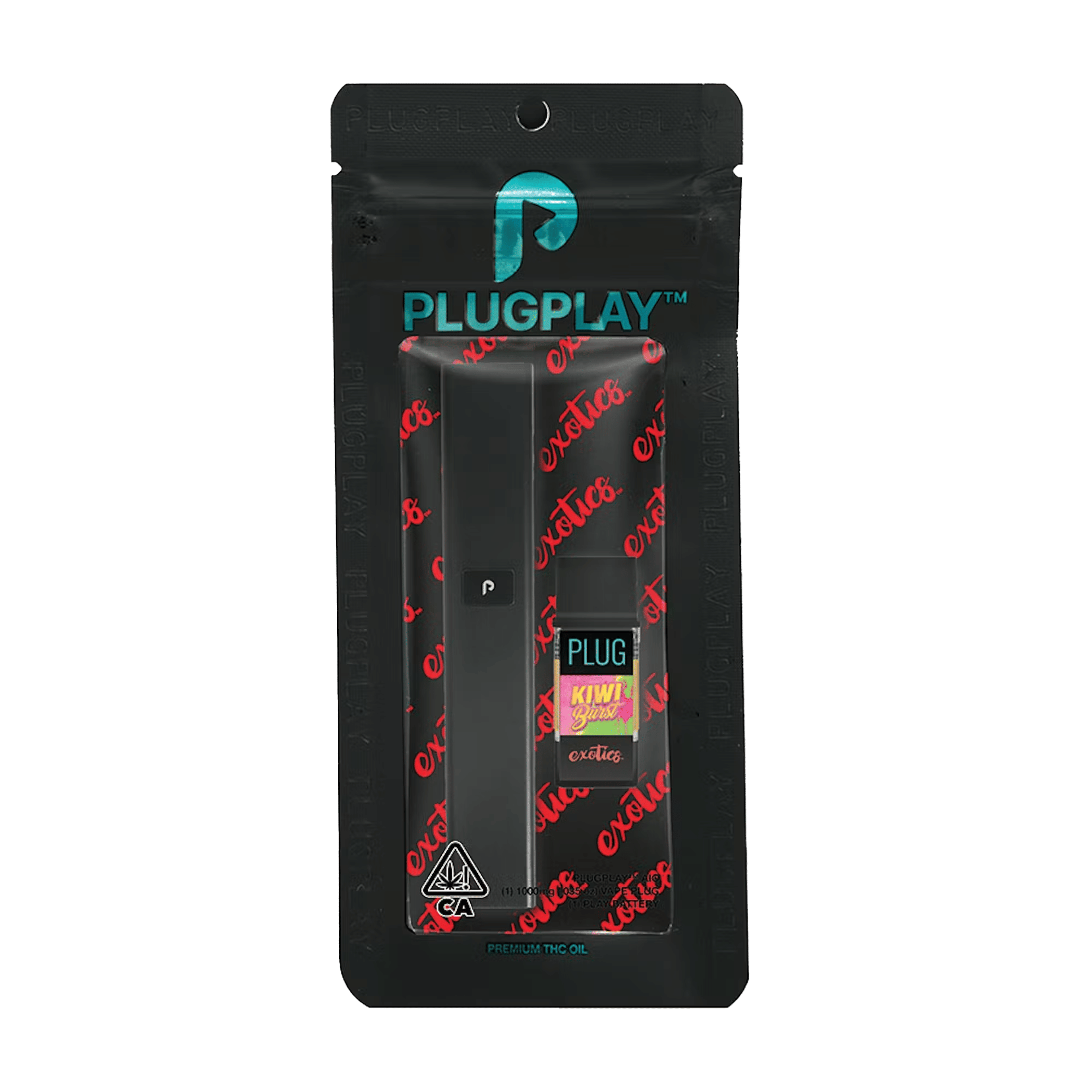 EXOTICS: Kiwi Burst - Disposable - PLUGplay - One Gram - $47.99 - Disposable Vape (All-In-One, Battery Built-In)