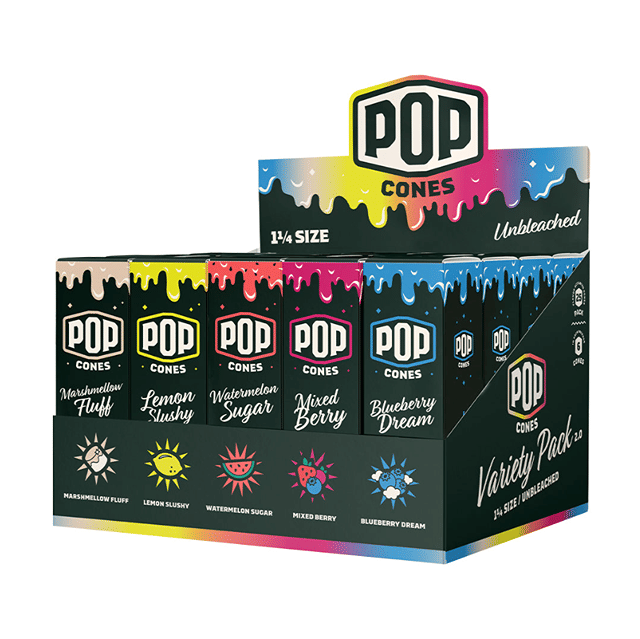 Pop Cones | Flavor Activated Cones 1 1/4 Size 6pk - Unbleached