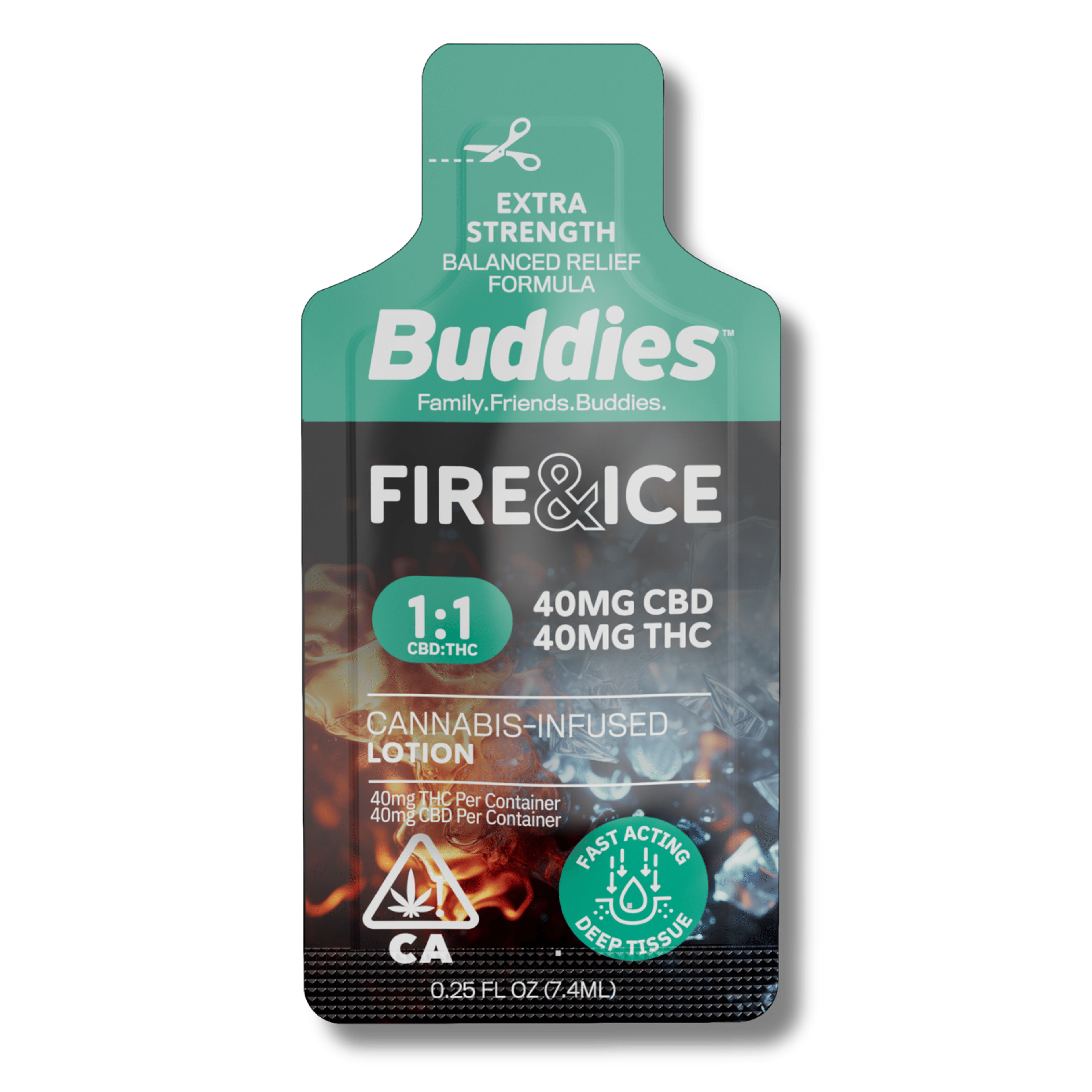 Trial Size - Fire & Ice 1:1 CBD Deep Tissue Lotion Packet 40MG - Buddies - - $4.50 - Topical