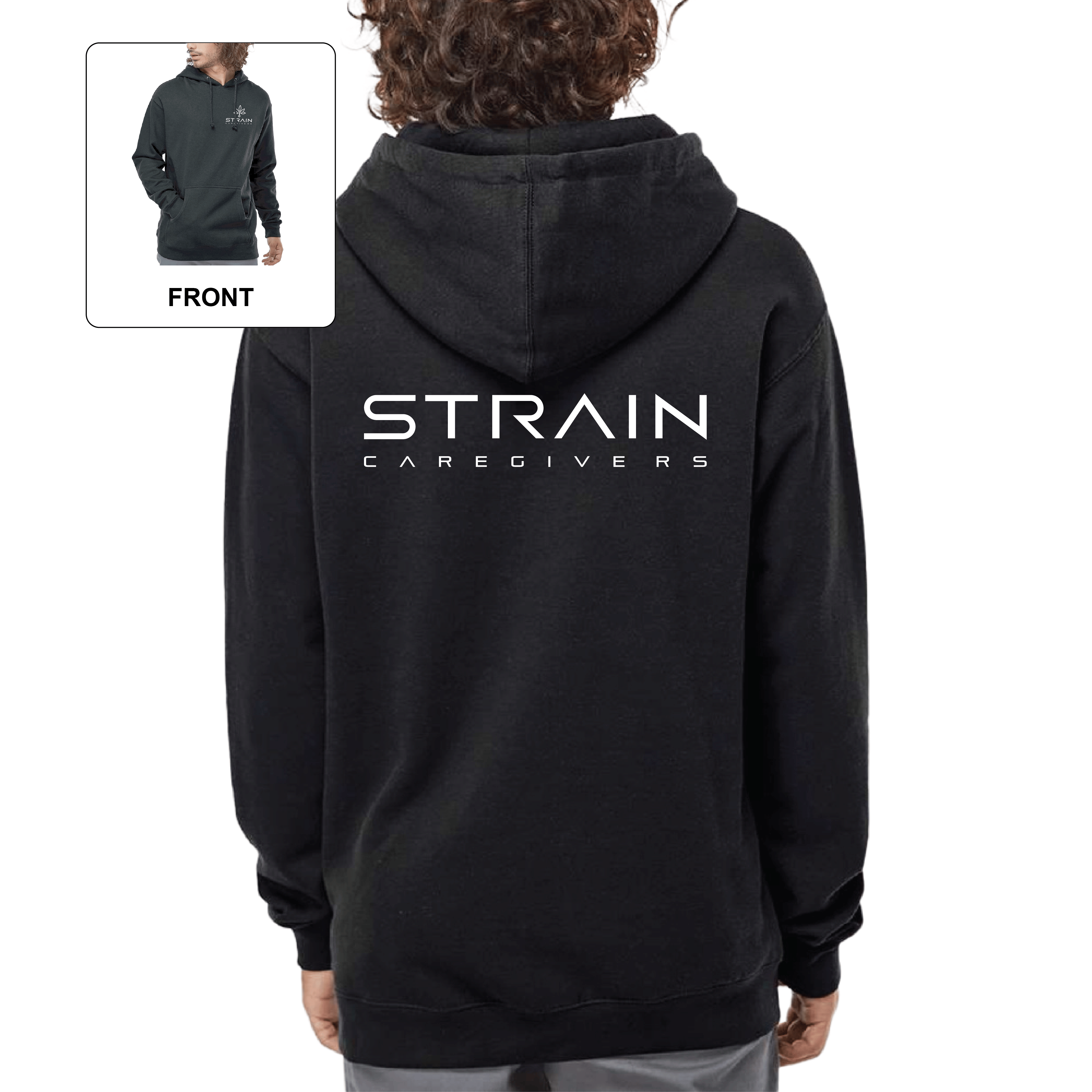Strain Heavyweight Pullover Hoodie - Black - Strain Caregivers - Medium - $39.99 - Merch