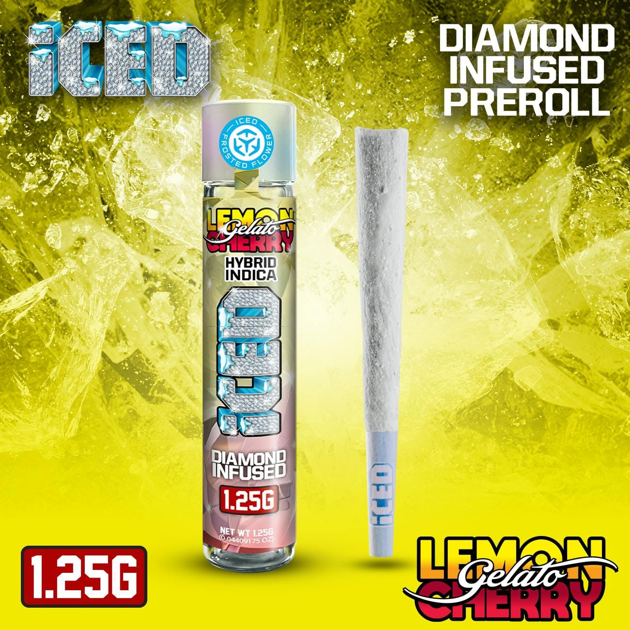 ICED - Lemon Cherry Gelato (I/H) Infused Preroll - 1.25g - Iced - PR - $20 - Prerolls