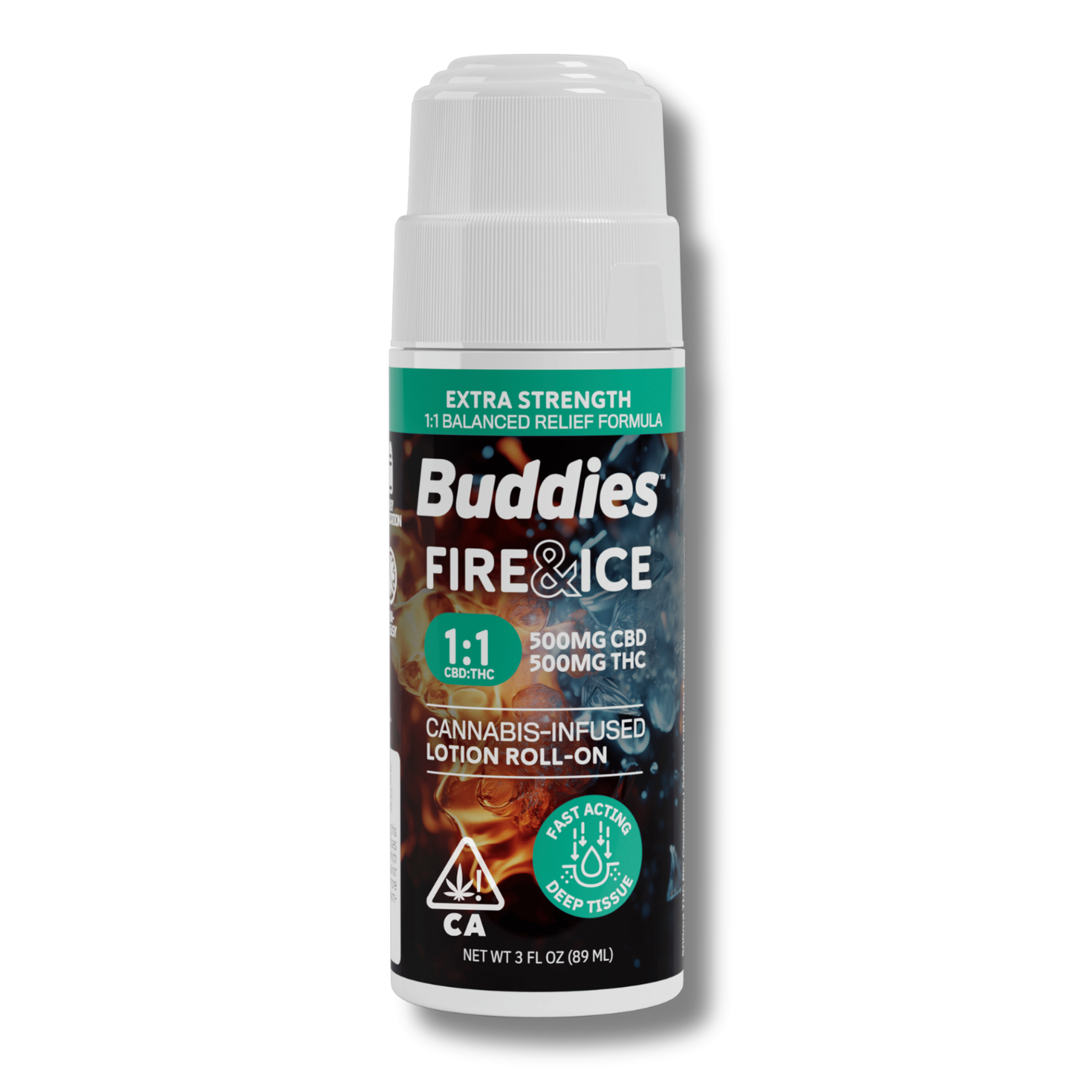 Fire & Ice 1:1 CBD Deep Tissue Roll-On Lotion 500MG - Buddies - - $40 - Topical