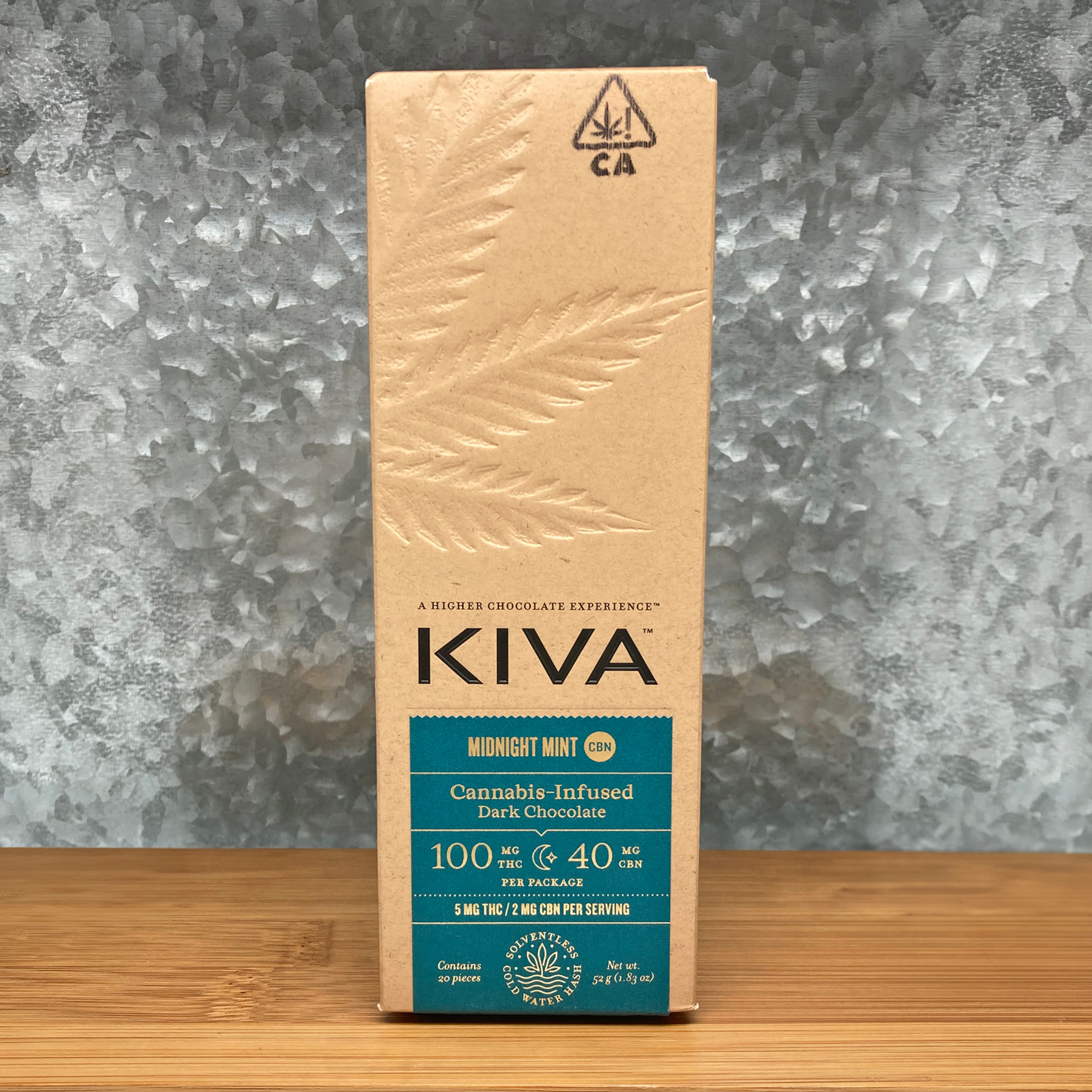 Dark Midnight Mint CBN Chocolate Bar - Kiva - - $32 - Edible