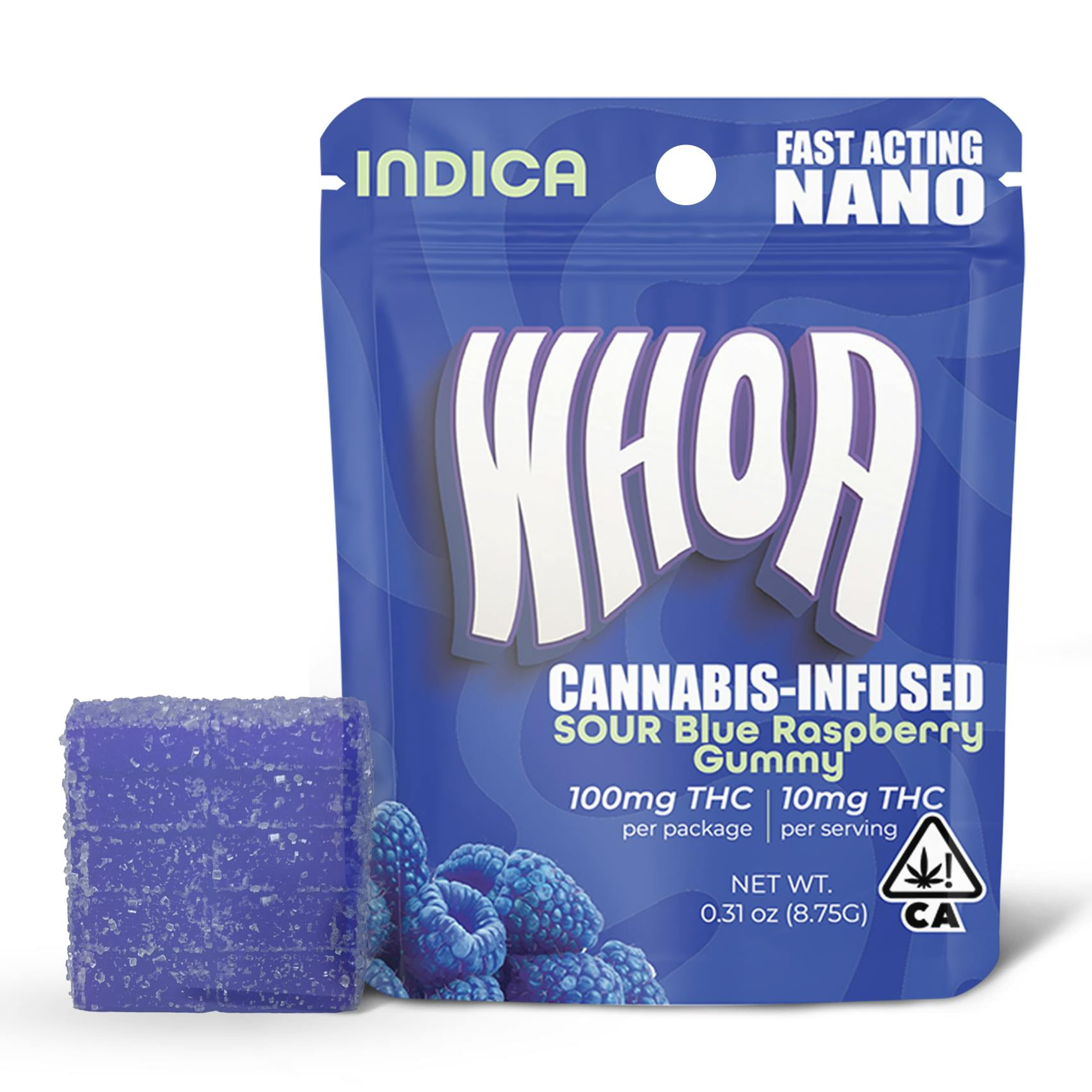 WHOA Edibles Gummy 100mg Indica Sour Blue Raspberry - WHOA - - $7.83 - Edibles