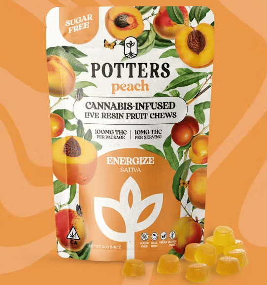 Potters: Peach Sugar Free Live Resin Gummies - Potters -  - $23 - Edibles