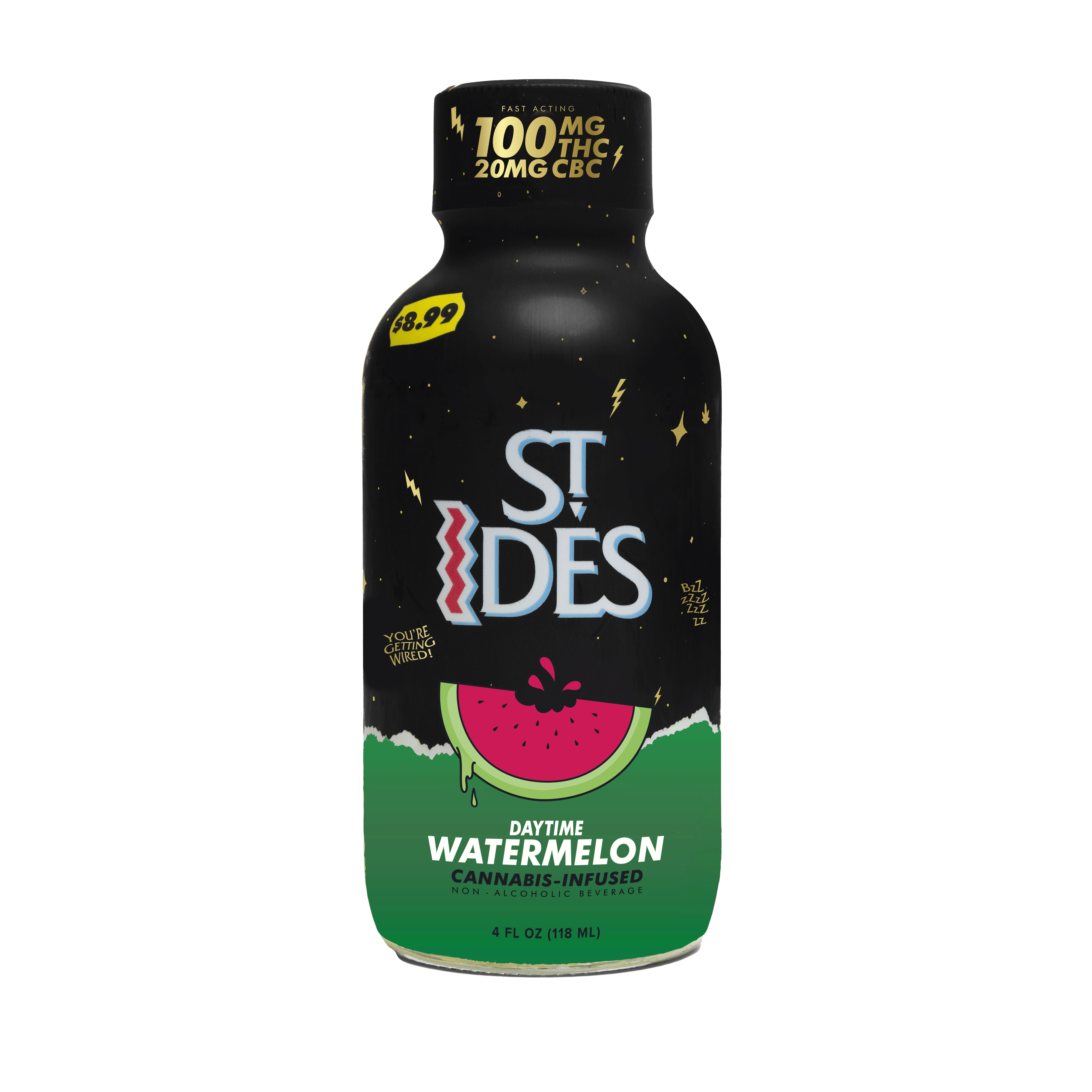 WATERMELON | 4OZ SHOT 100MG + 20MG CBC - ST IDES -  - $8 - Edibles