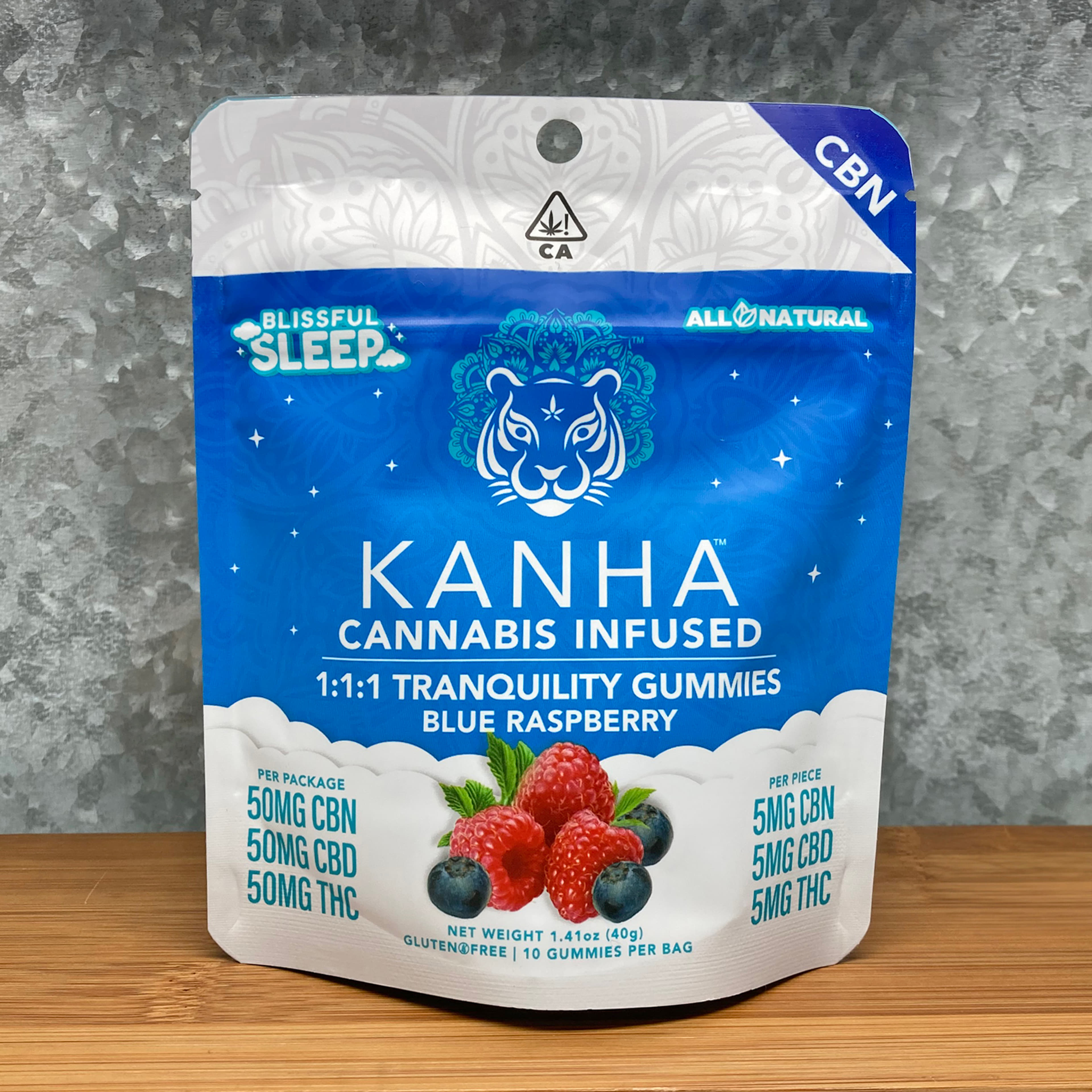 1:1:1 Blue Raspberry Tranquility Sleep CBN Gummies - Kanha - - $25 - Edible
