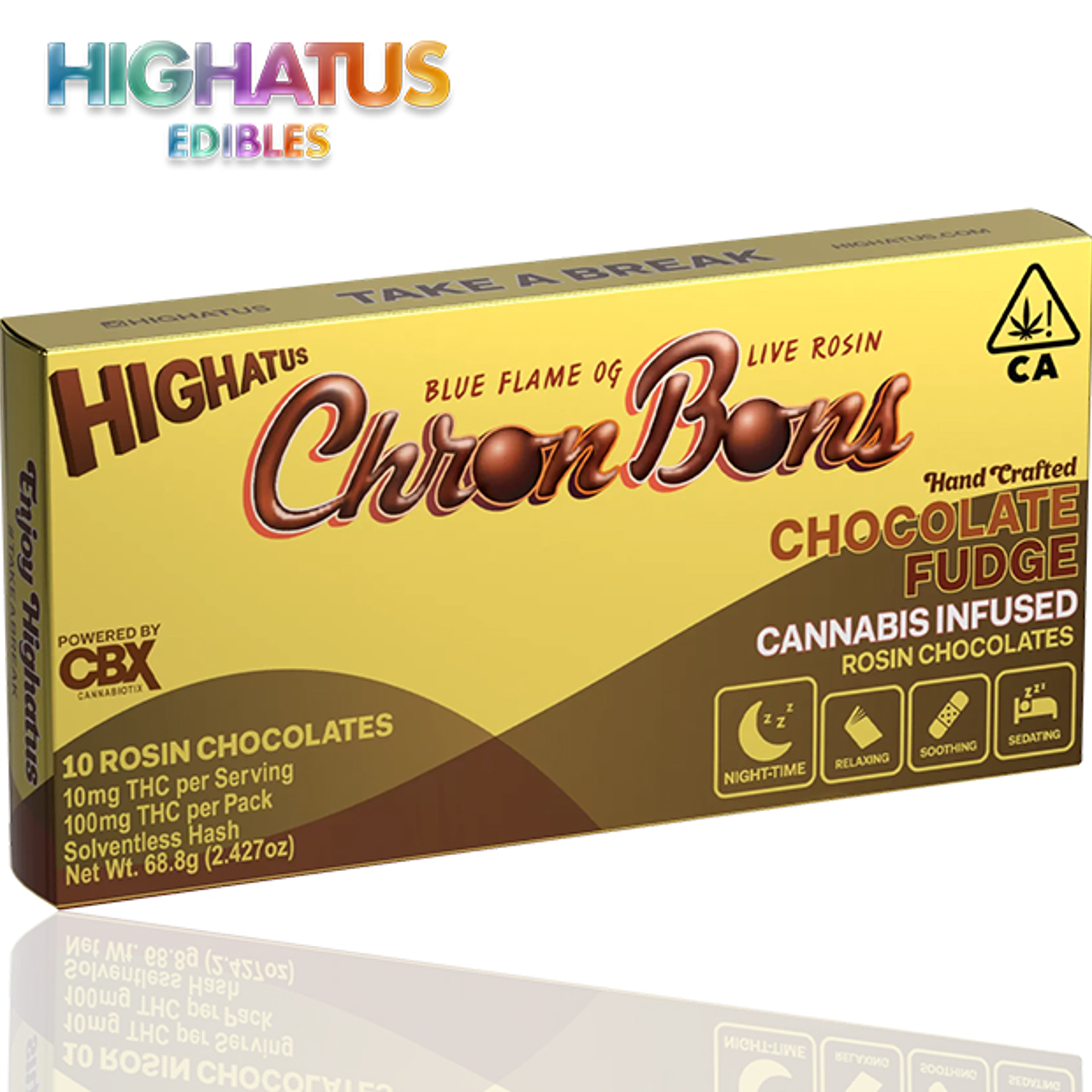 Chron Bons - Chocolate Fudge Rosin Chocolate - 100mg - Highatus - - $21.99 - Edibles