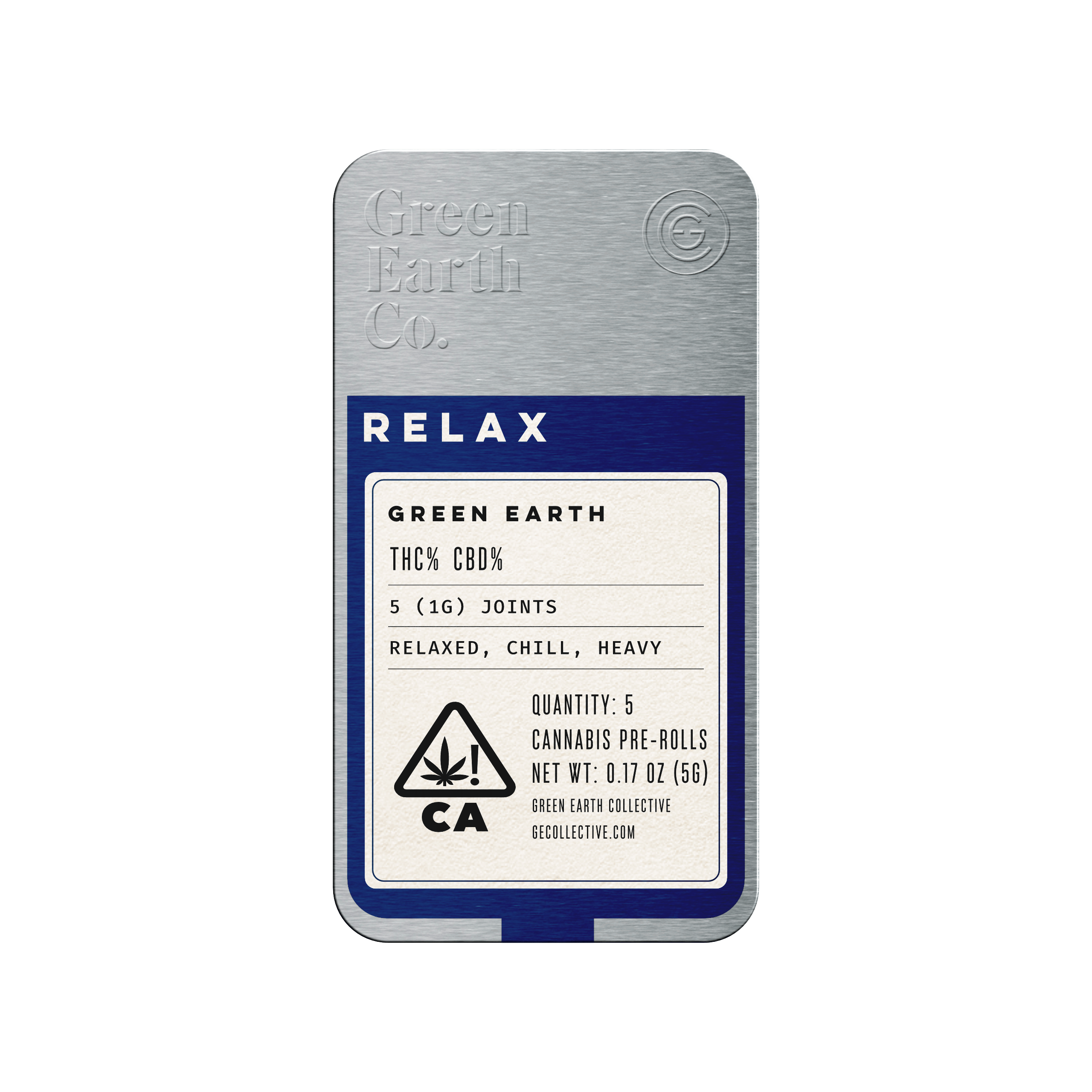 Earth Tins | Gush Mintz Pre-Roll 5 pack - 5g - Green Earth Co. -  - $25 - Pre-Rolls