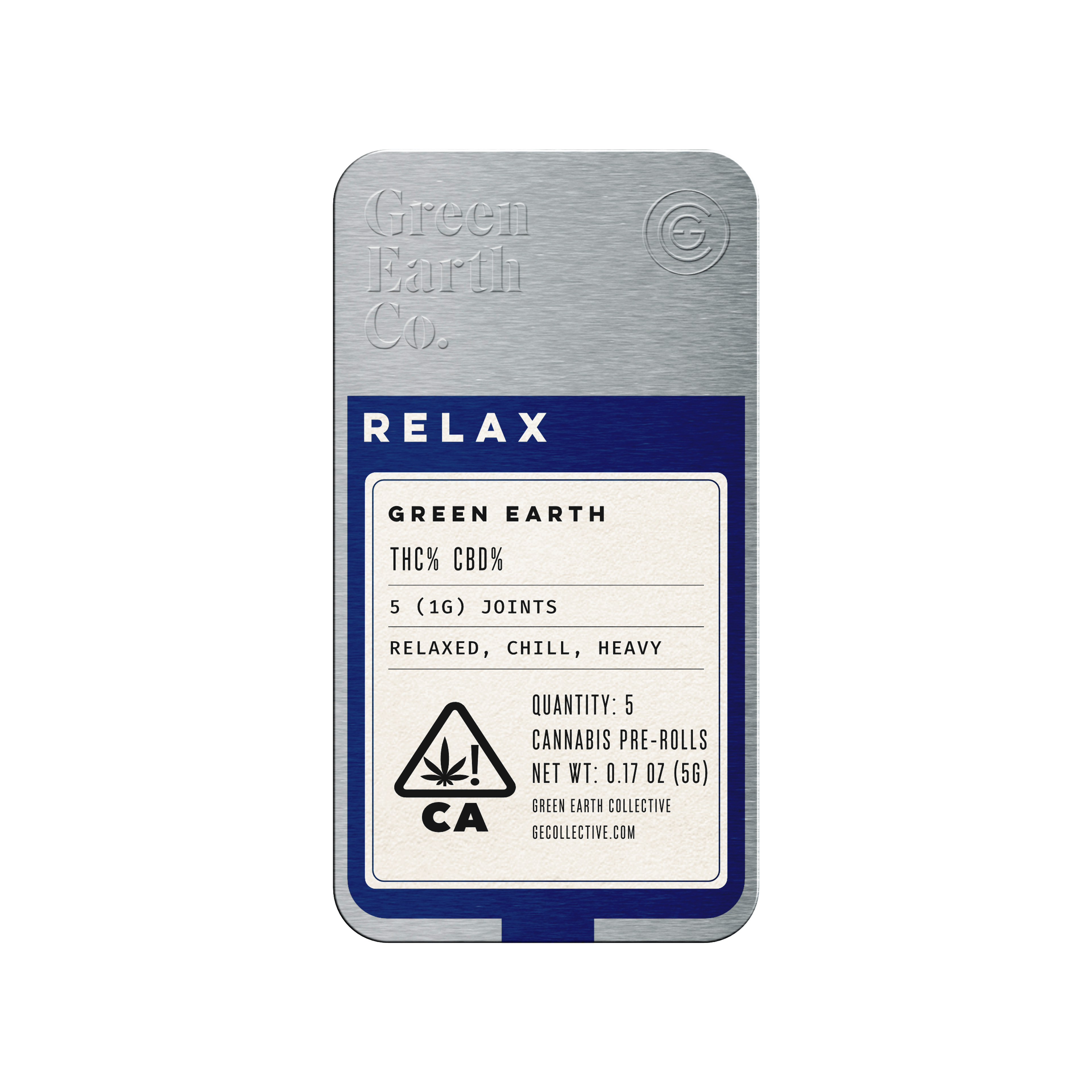 Earth Tins | Gush Mintz Pre-Roll 5 pack - 5g - Green Earth Co. - - $25 - Pre-Rolls