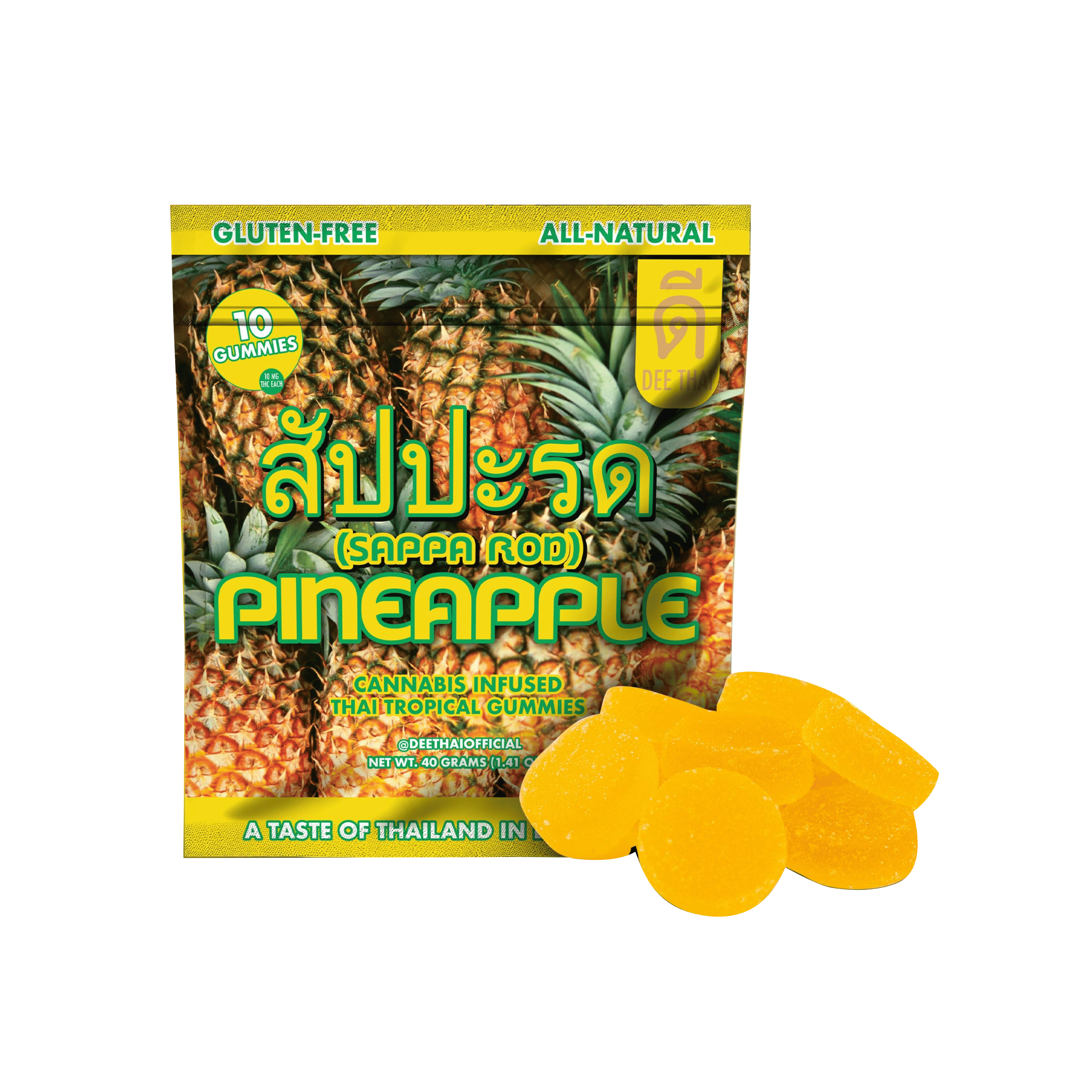Pineapple Rosin Infused Thai Tropical Gummies - 100mg - Dee Thai -  - $13 - Edibles