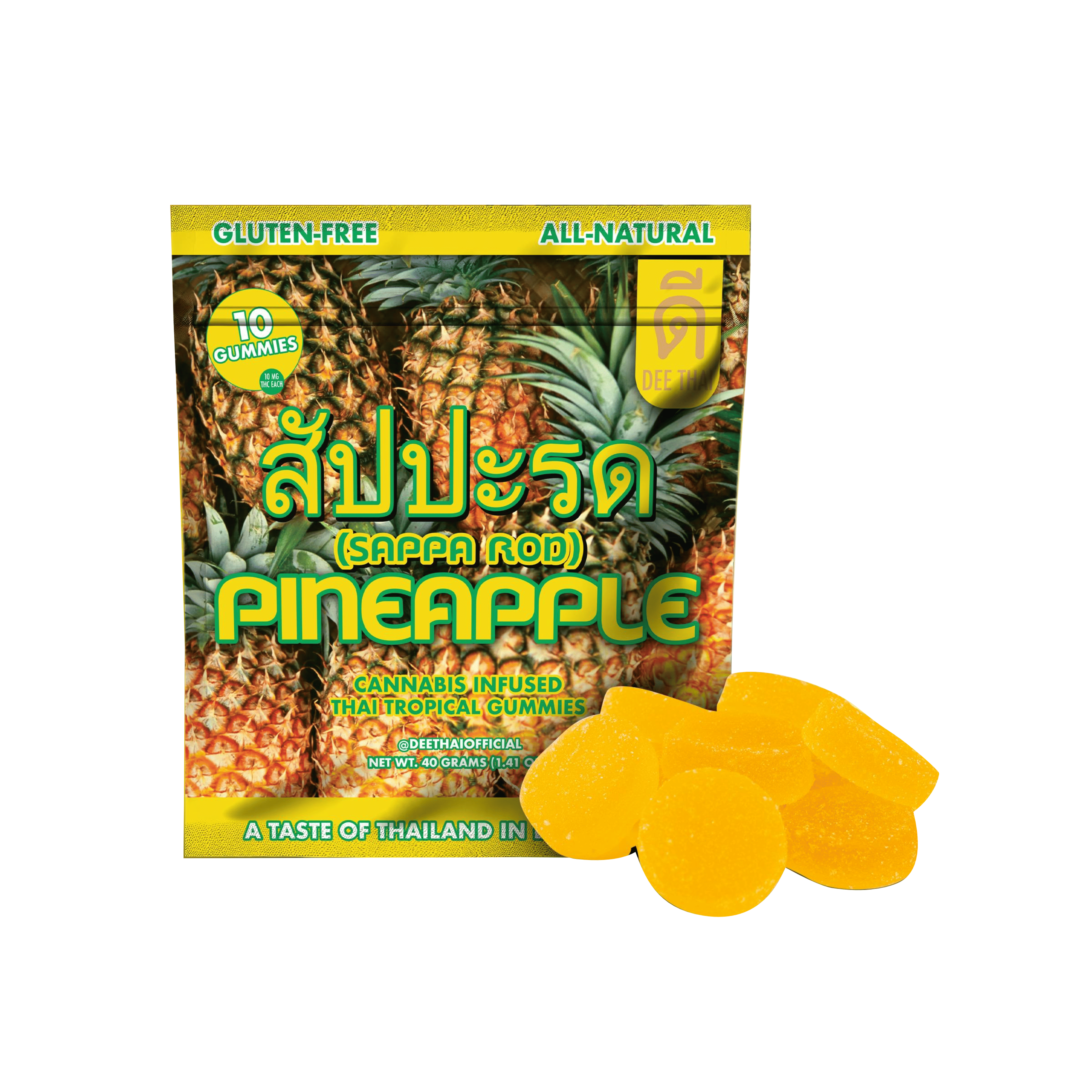 Pineapple Rosin Infused Thai Tropical Gummies - 100mg - Dee Thai - - $13 - Edibles