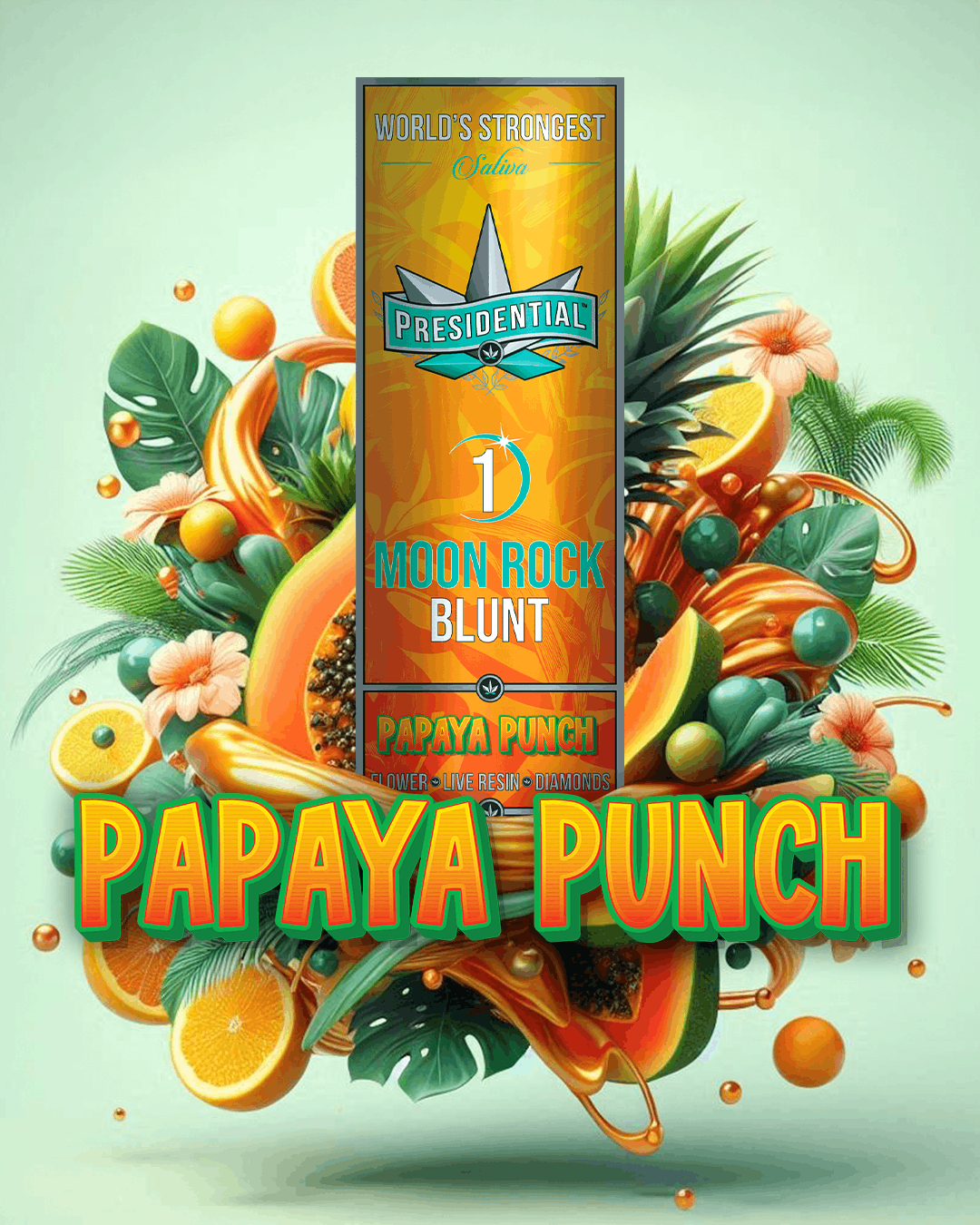 Papaya Punch Moon Rock Blunt - Presidential -  - $18 - Pre-Rolls
