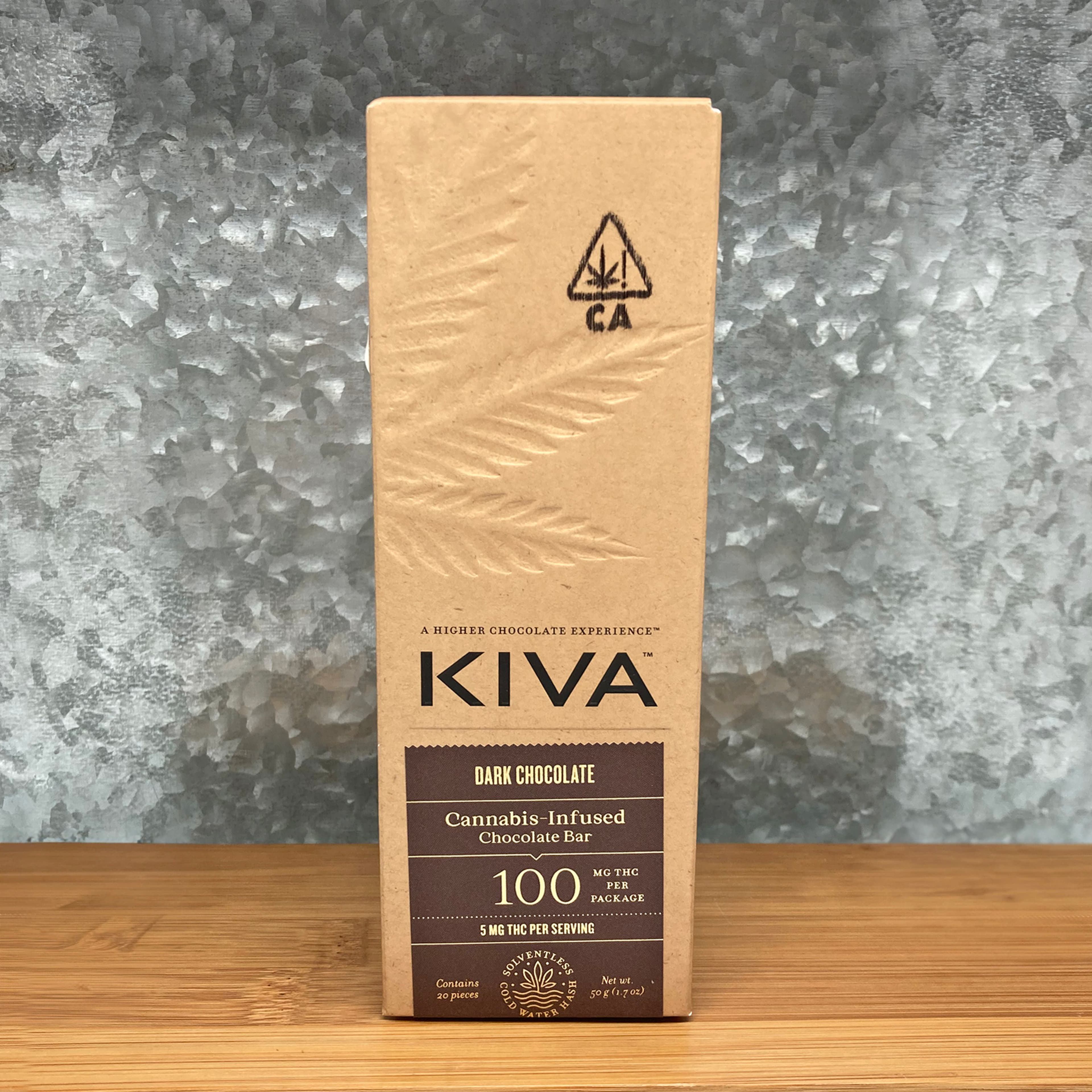 Dark Chocolate Bar 100mg - Kiva - - $29 - Edible