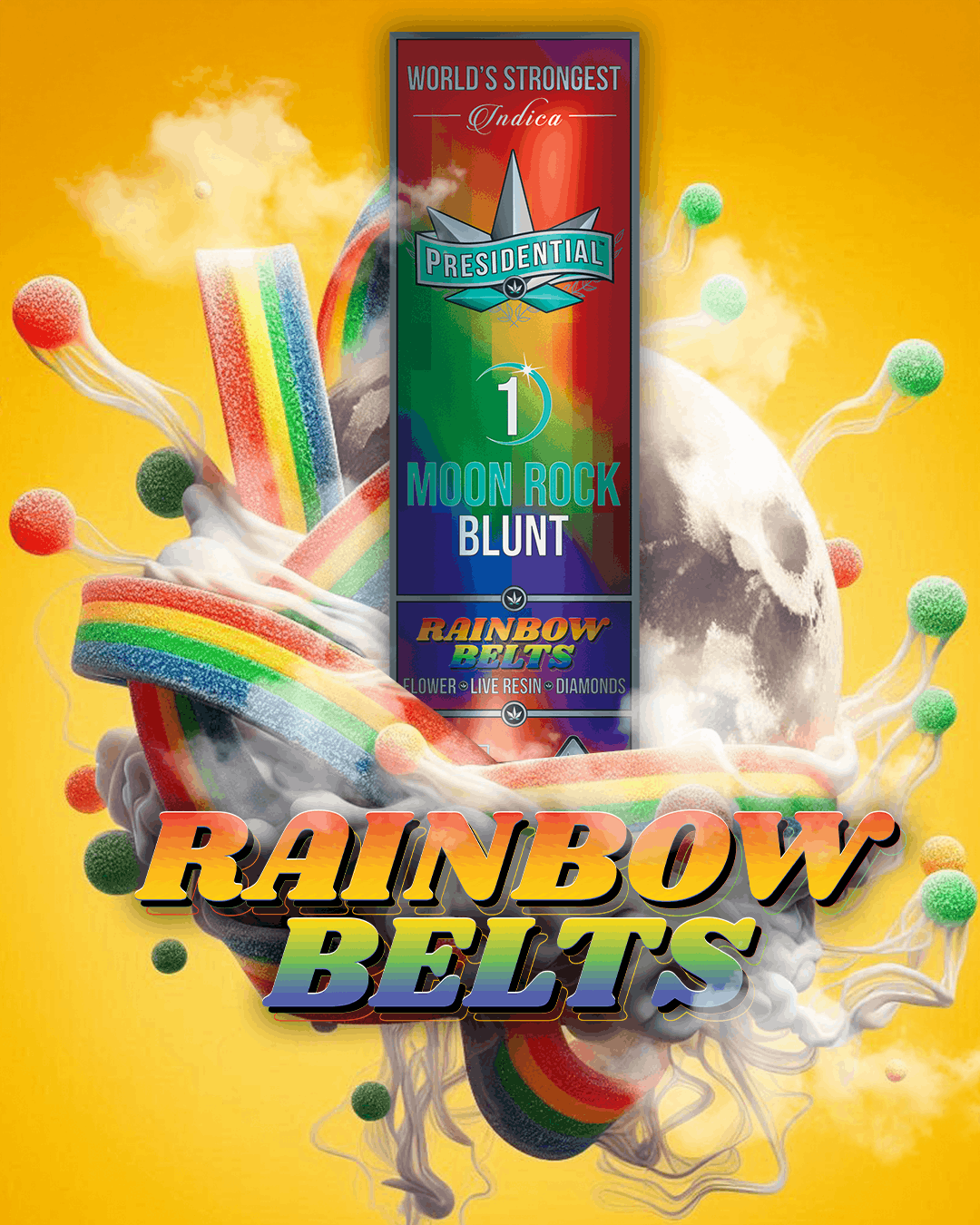 Rainbow Belts Moon Rock Blunt - 1.5g - Presidential -  - $22.50 - Infused Pre-Rolls