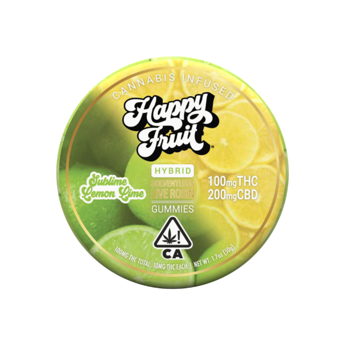 Happy Fruit - Sublime Lemon Lime - Live Rosin Gummies - 100mg THC + 200mg CBD **Buy 2 Get 2 EVERYDAY** - Happy Fruit -  - $15.99 - Edibles