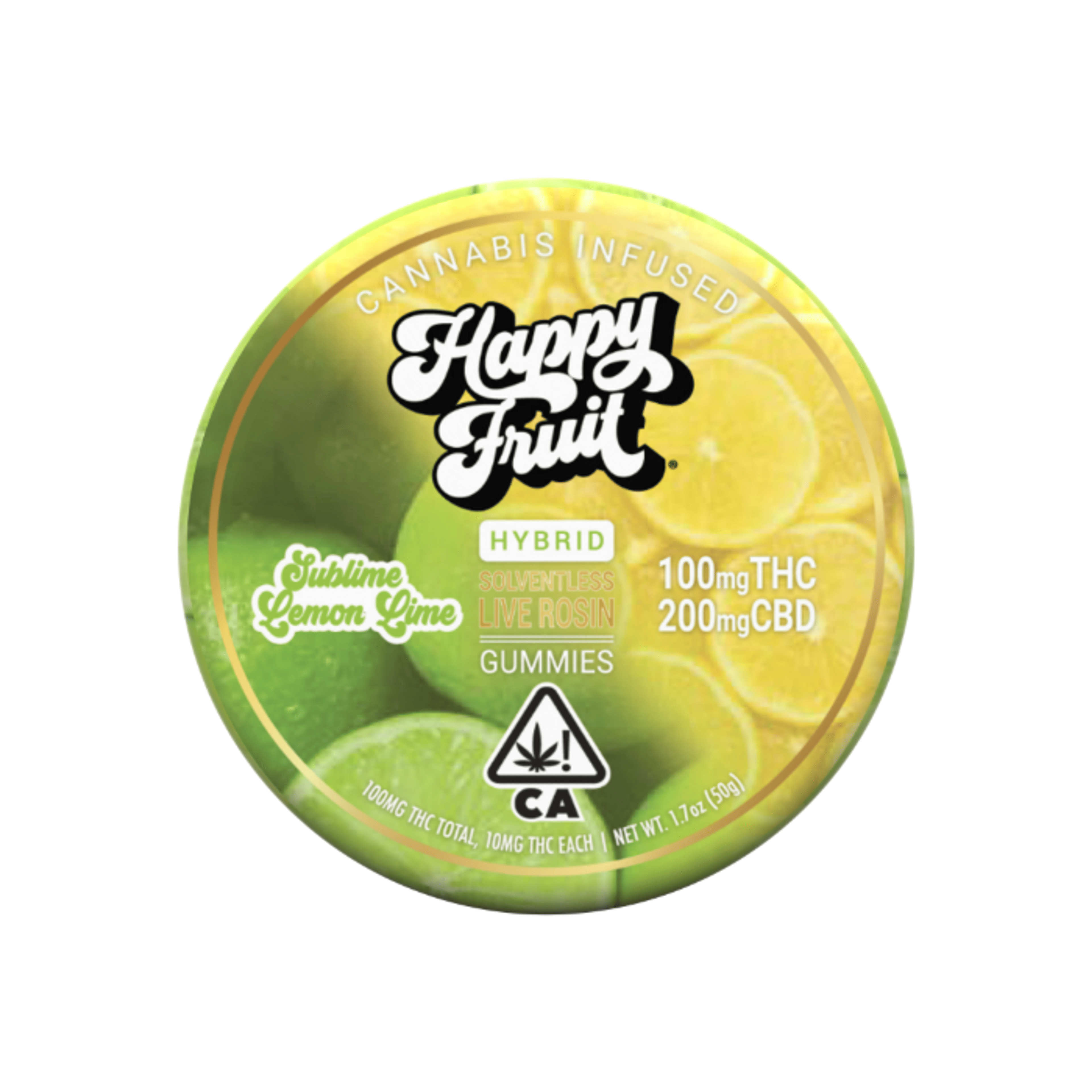 Happy Fruit - Sublime Lemon Lime - Live Rosin Gummies - 100mg THC + 200mg CBD **Buy 2 Get 2 EVERYDAY** - Happy Fruit - - $15.99 - Edibles