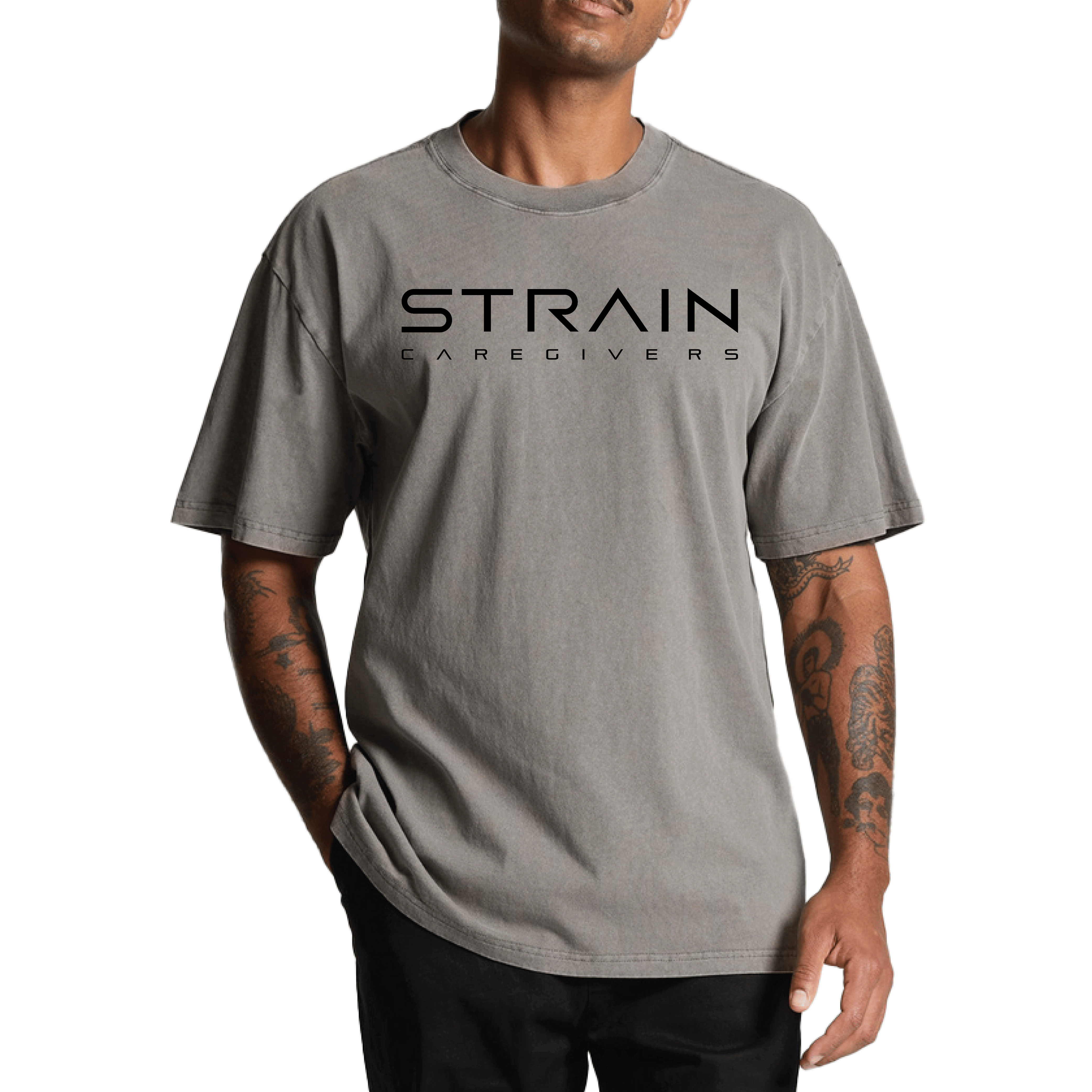 Strain Men's Heavy Faded Tee - Grey - Strain Caregivers - Small - $29.99 - Merch
