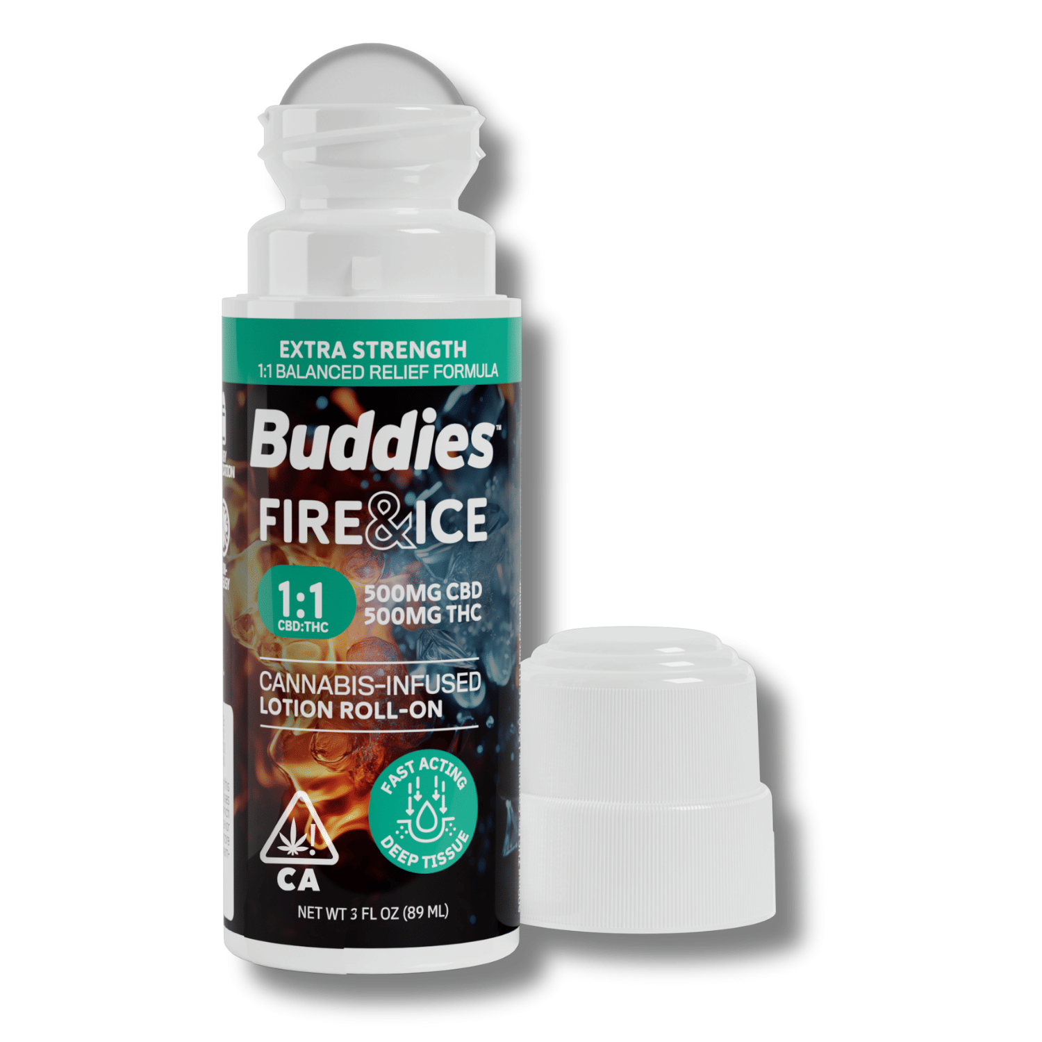 Fire & Ice 1:1 CBD Deep Tissue Roll-On Lotion 500MG - Buddies -  - $40 - Topical