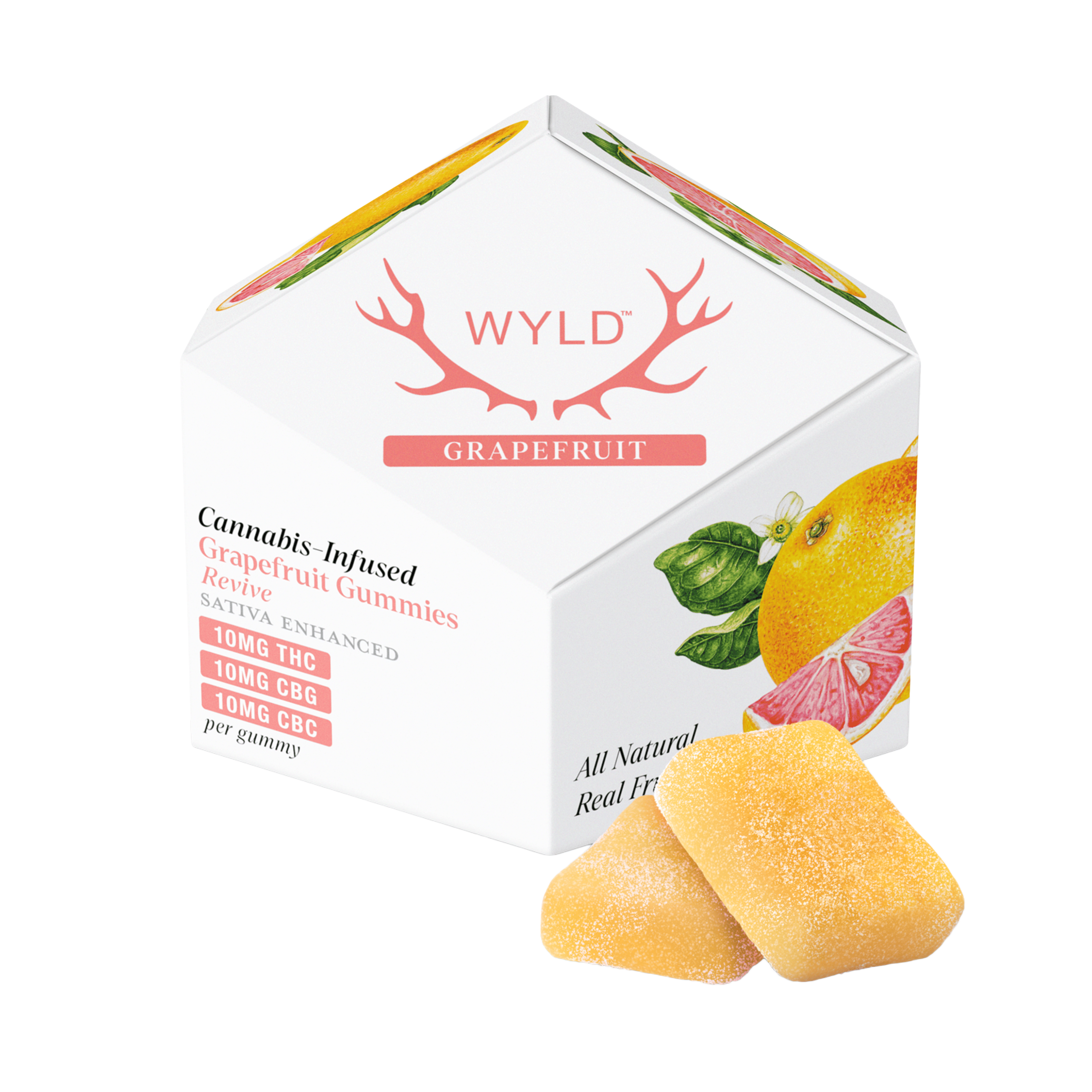 Grapefruit 1:1:1 CBG:CBC + Sativa Enhanced Gummies - WYLD -  - $17 - Edibles
