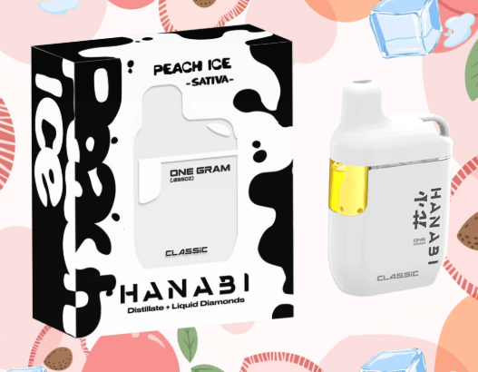 Peach Ice Disposable 1g - Hanabi - White Disposable - $28 - Vapes
