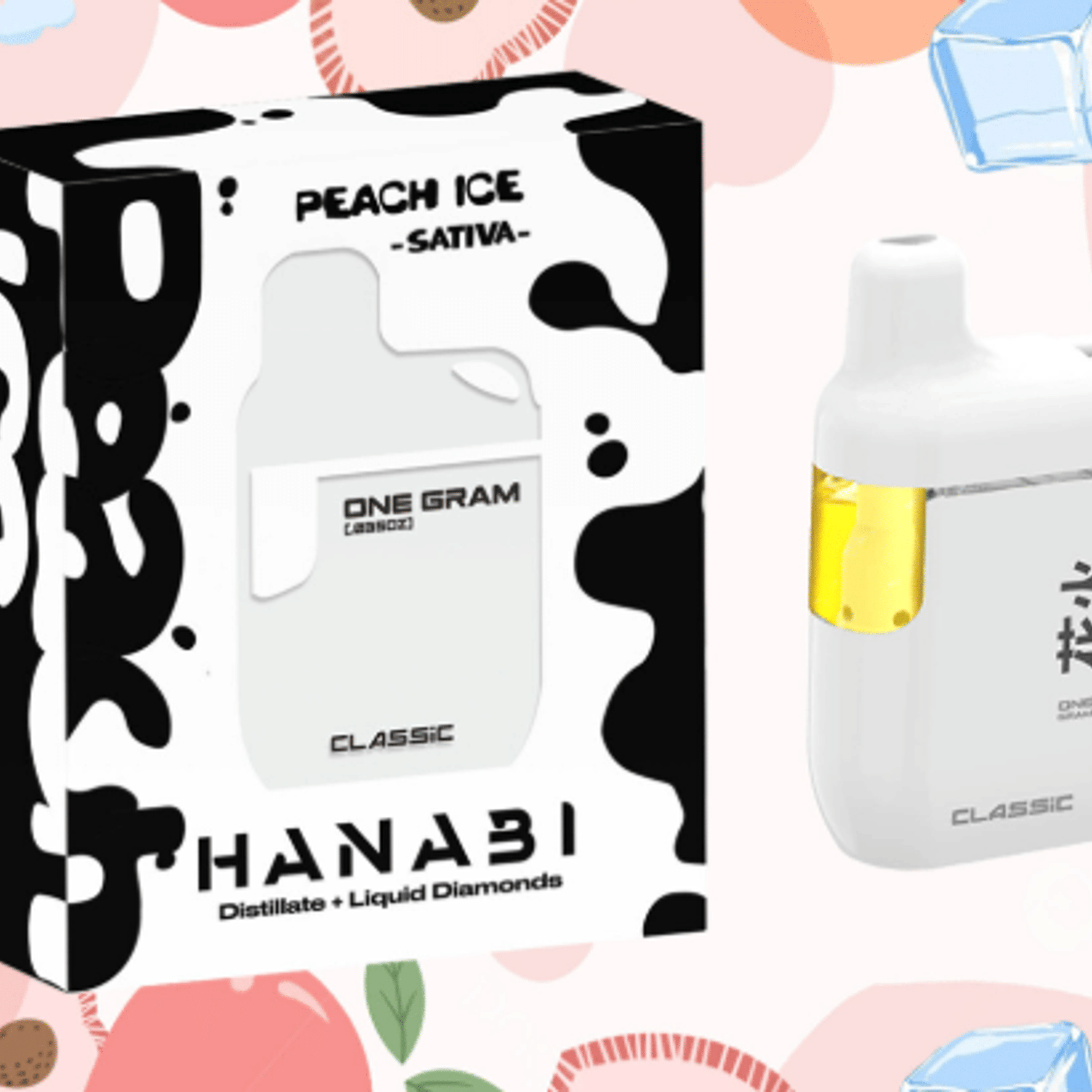 Peach Ice Disposable 1g - Hanabi - White Disposable - $28 - Vapes