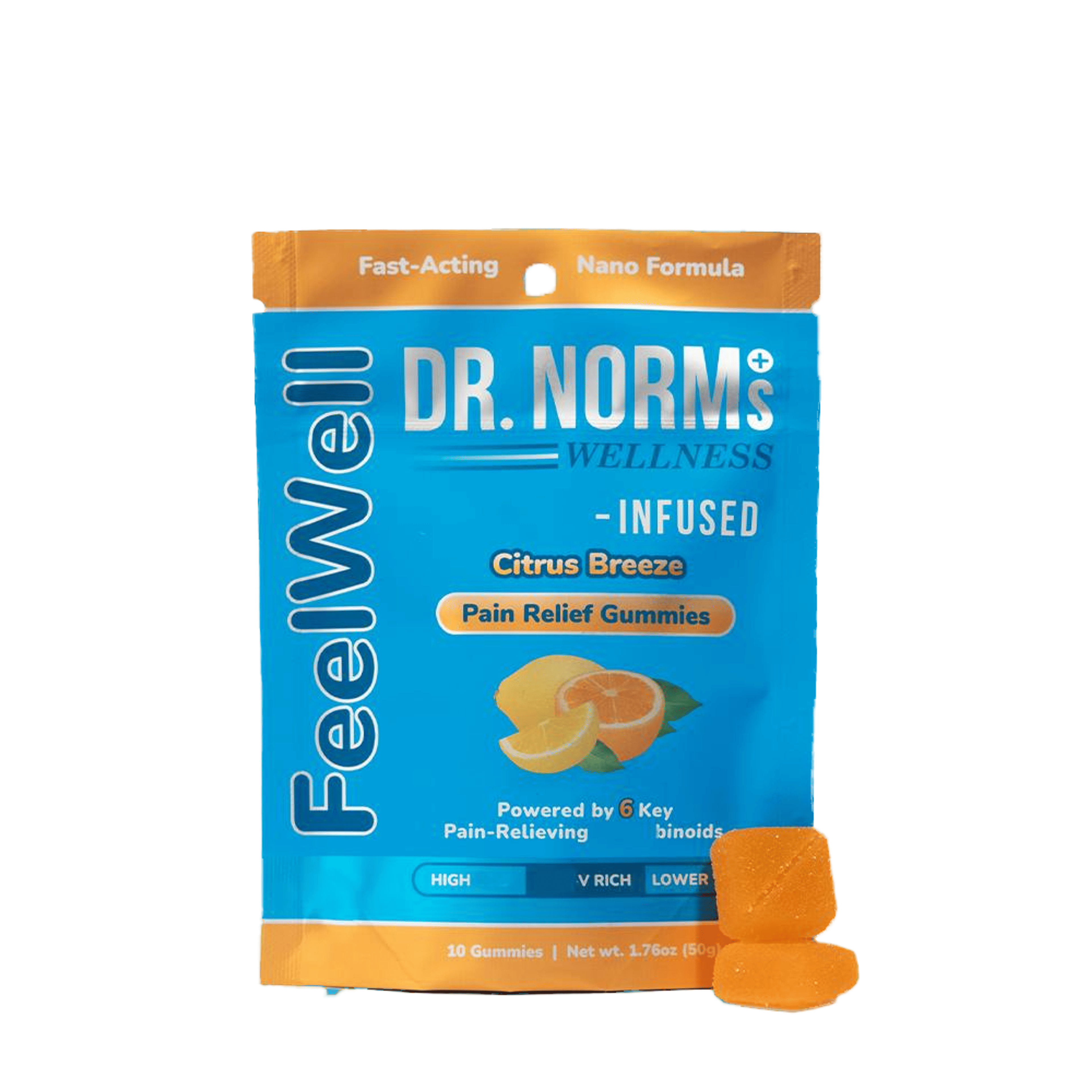 Citrus Breeze Feelwell Pain Relief Gummies (100Mg) (10Pk) - Dr. Norm's - null - $16 - Edible