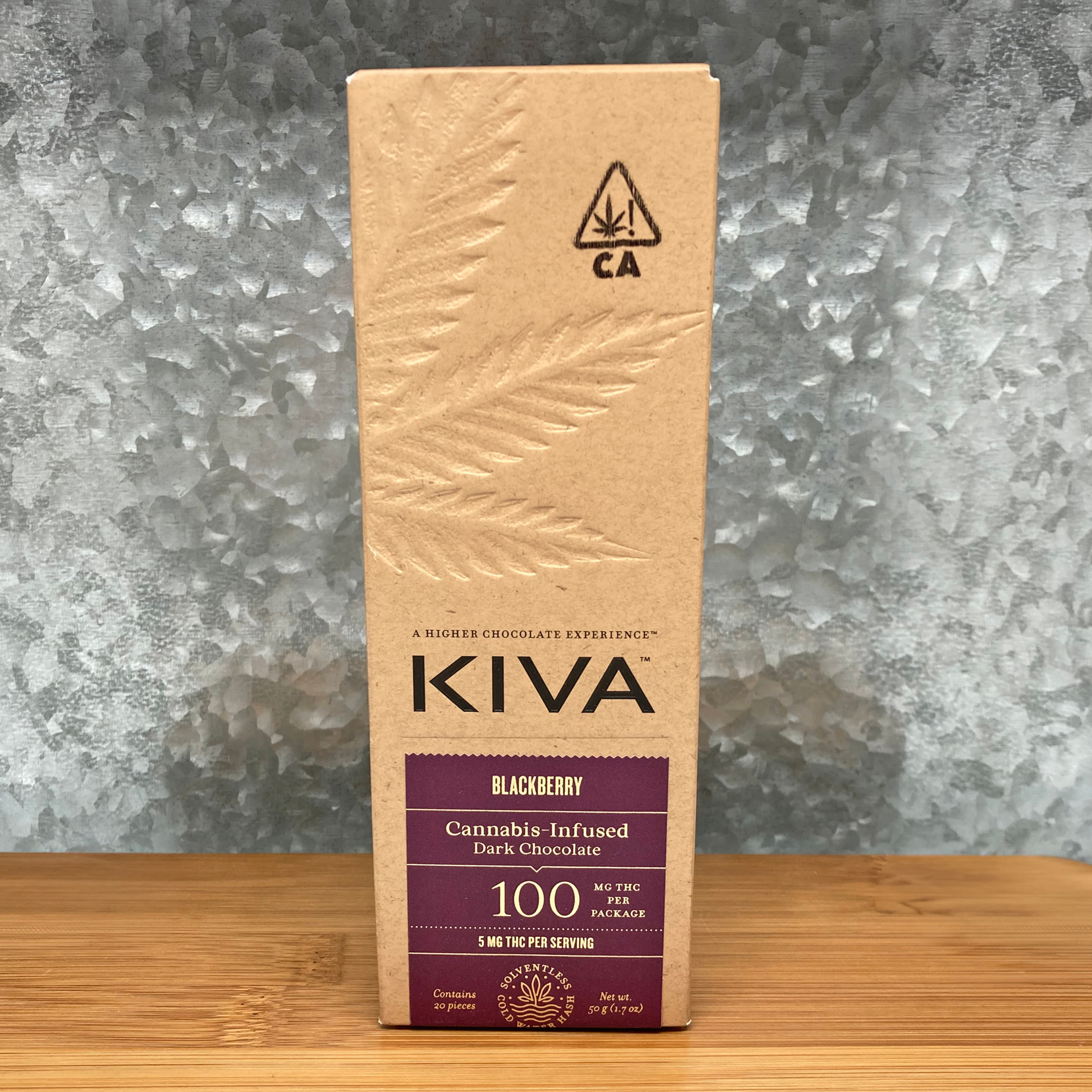 Dark Chocolate Blackberry Bar 100mg - Kiva - - $29 - Edible