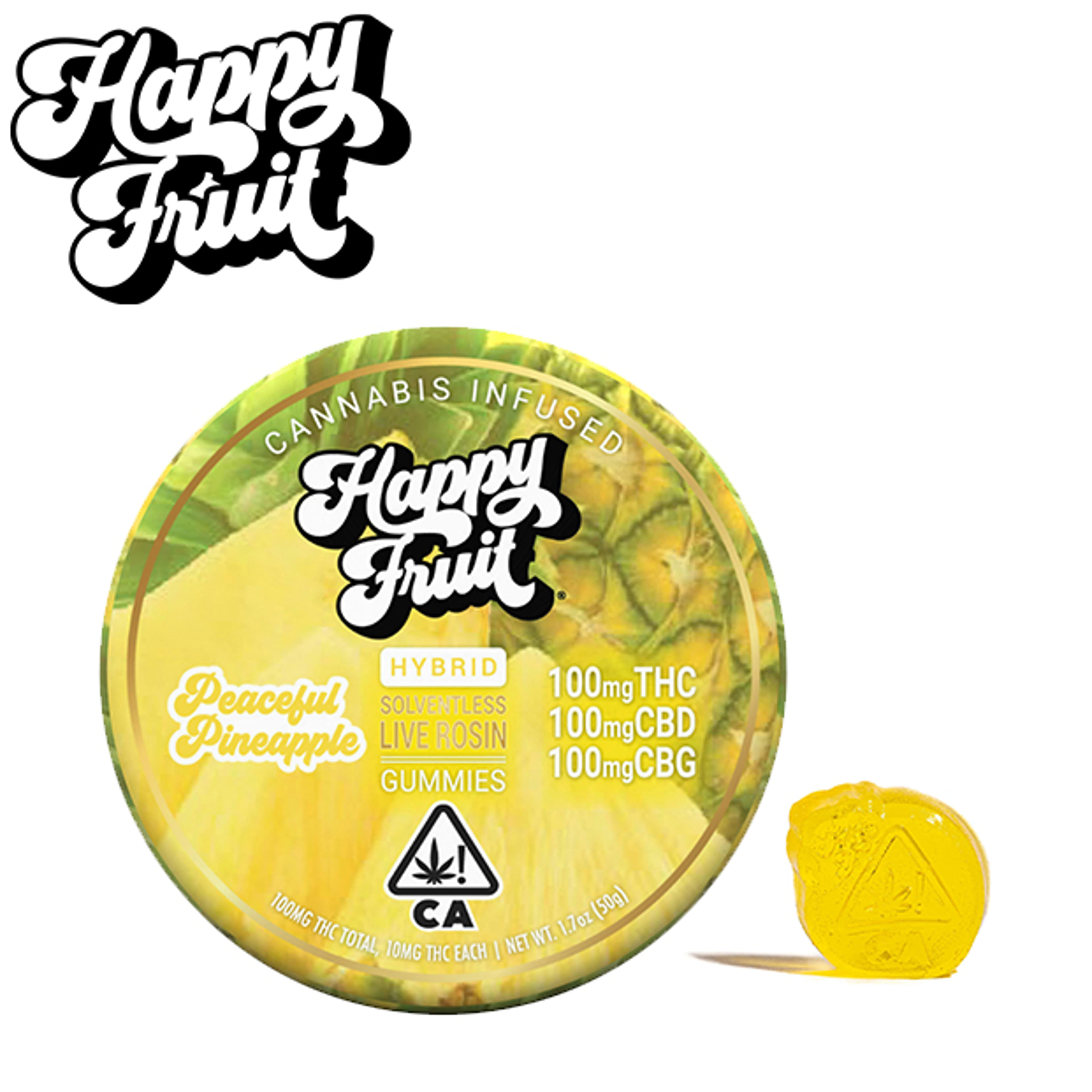 Happy Fruit - Peaceful Pineapple - Solventless Live Rosin Gummies - 100mg *BOGO EVERYDAY* - Happy Fruit - - $15.99 - Edibles
