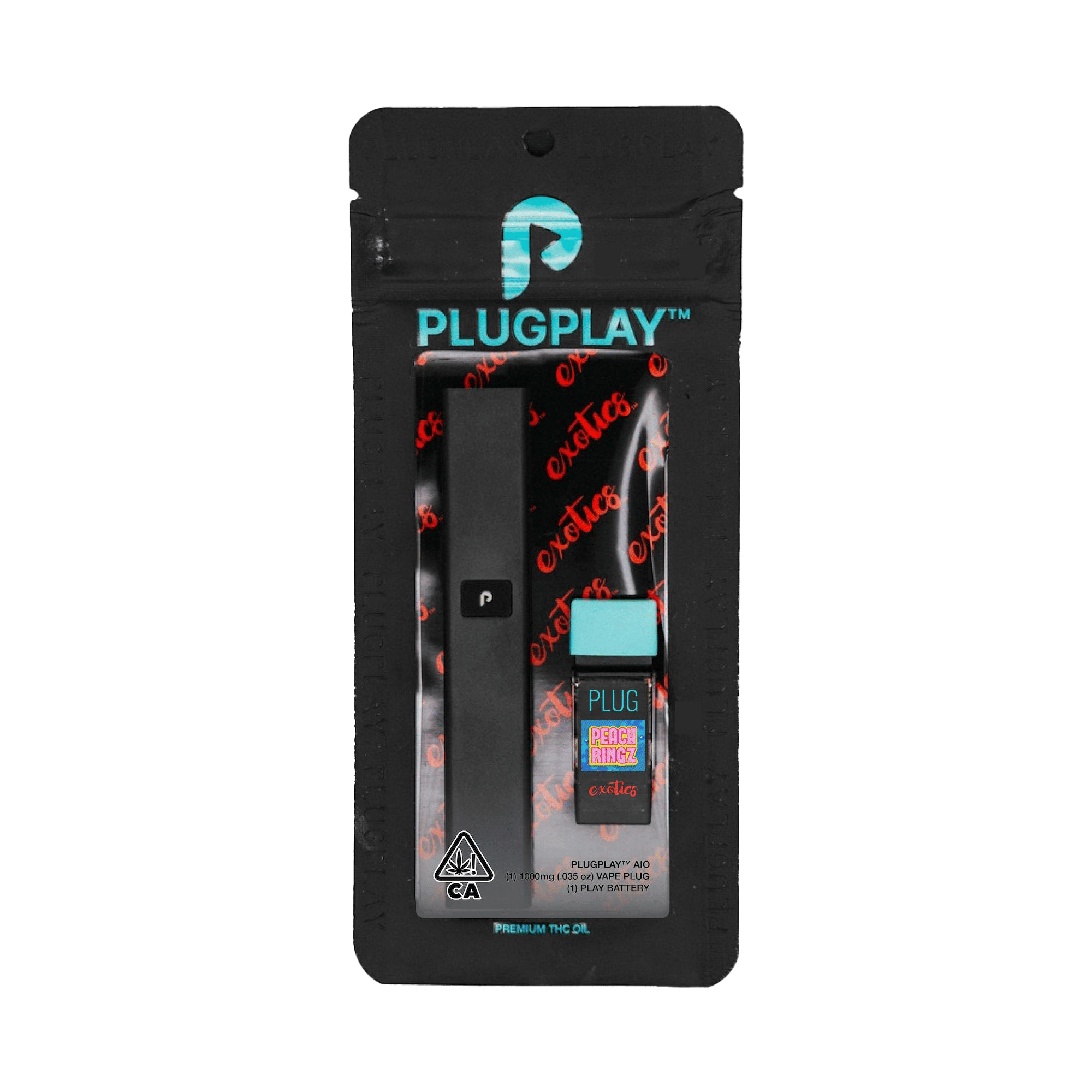 EXOTICS: Peach Ringz - Disposable - PLUGplay - One Gram - $47.99 - Disposable Vape (All-In-One, Battery Built-In)