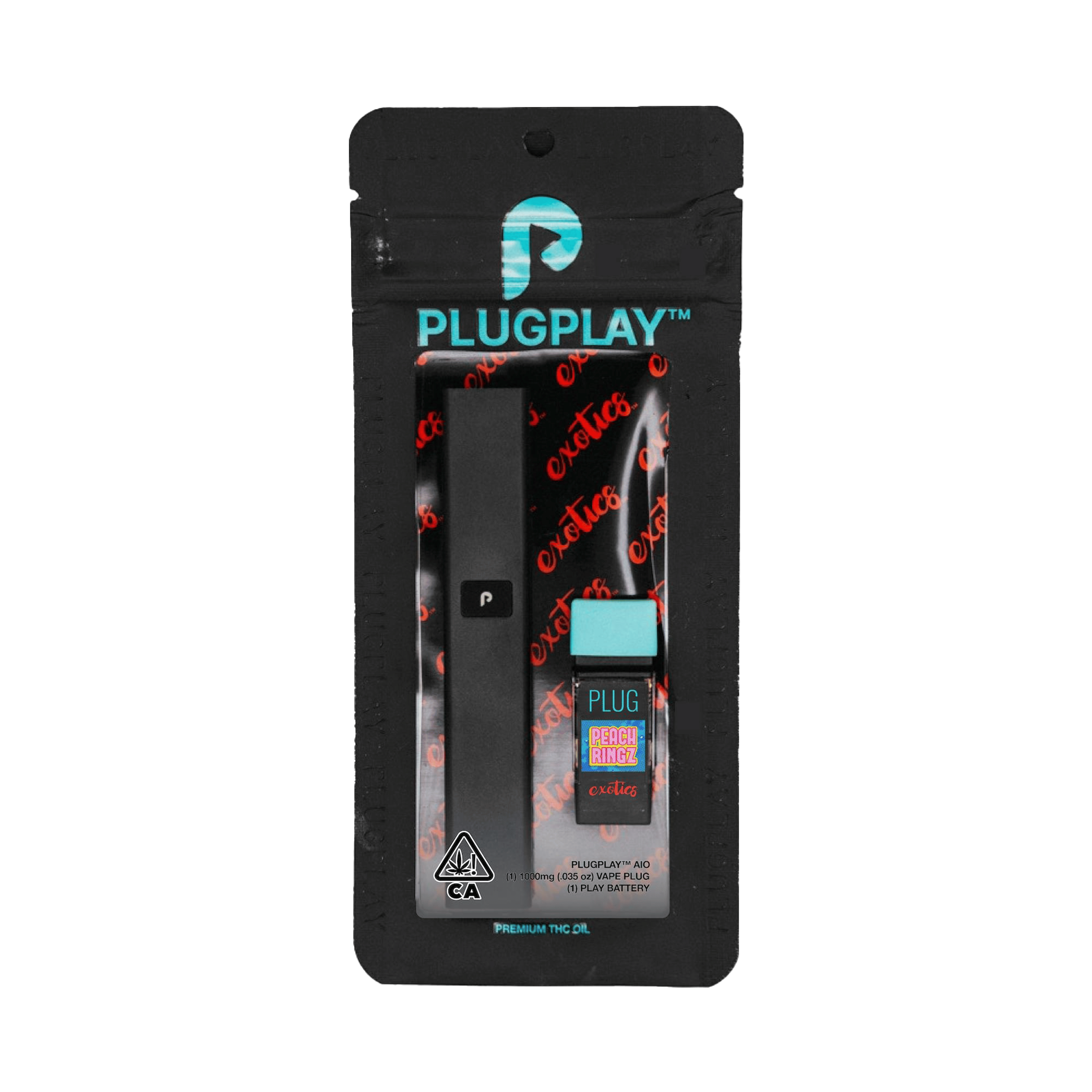 EXOTICS: Peach Ringz - Disposable - PLUGplay - One Gram - $47.99 - Disposable Vape (All-In-One, Battery Built-In)