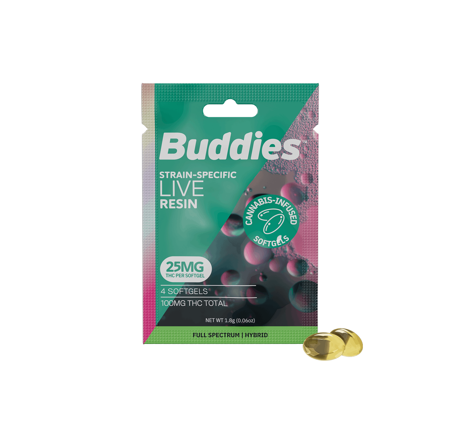 With Purchase of Pack Live Resin 25mg Hybrid Capsule 4pc - Buddies -  - $0.01 - Edibles