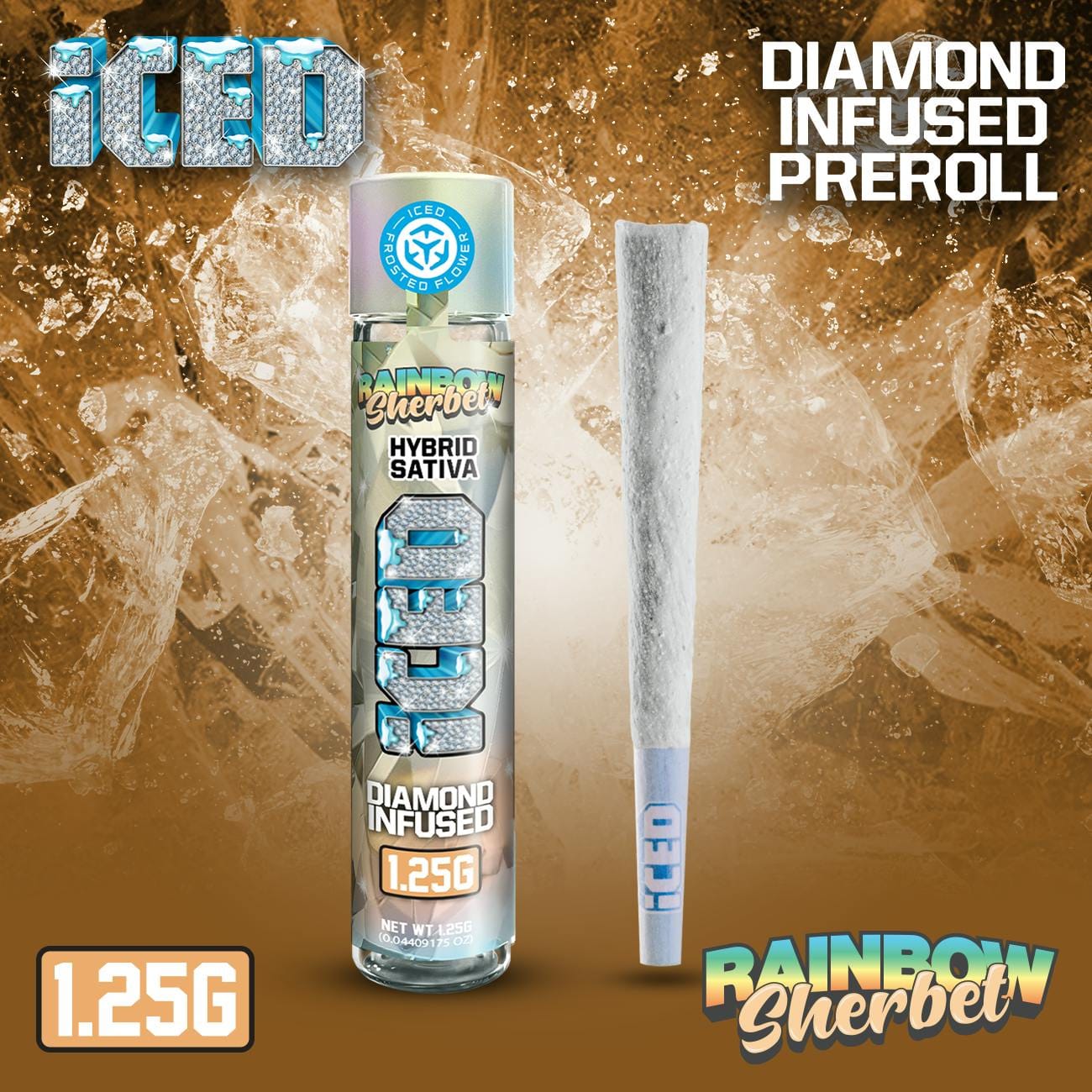 RAINBOW SHERBET 1.25G INFUSED - ICED -  - $10 - Pre-Roll Infused