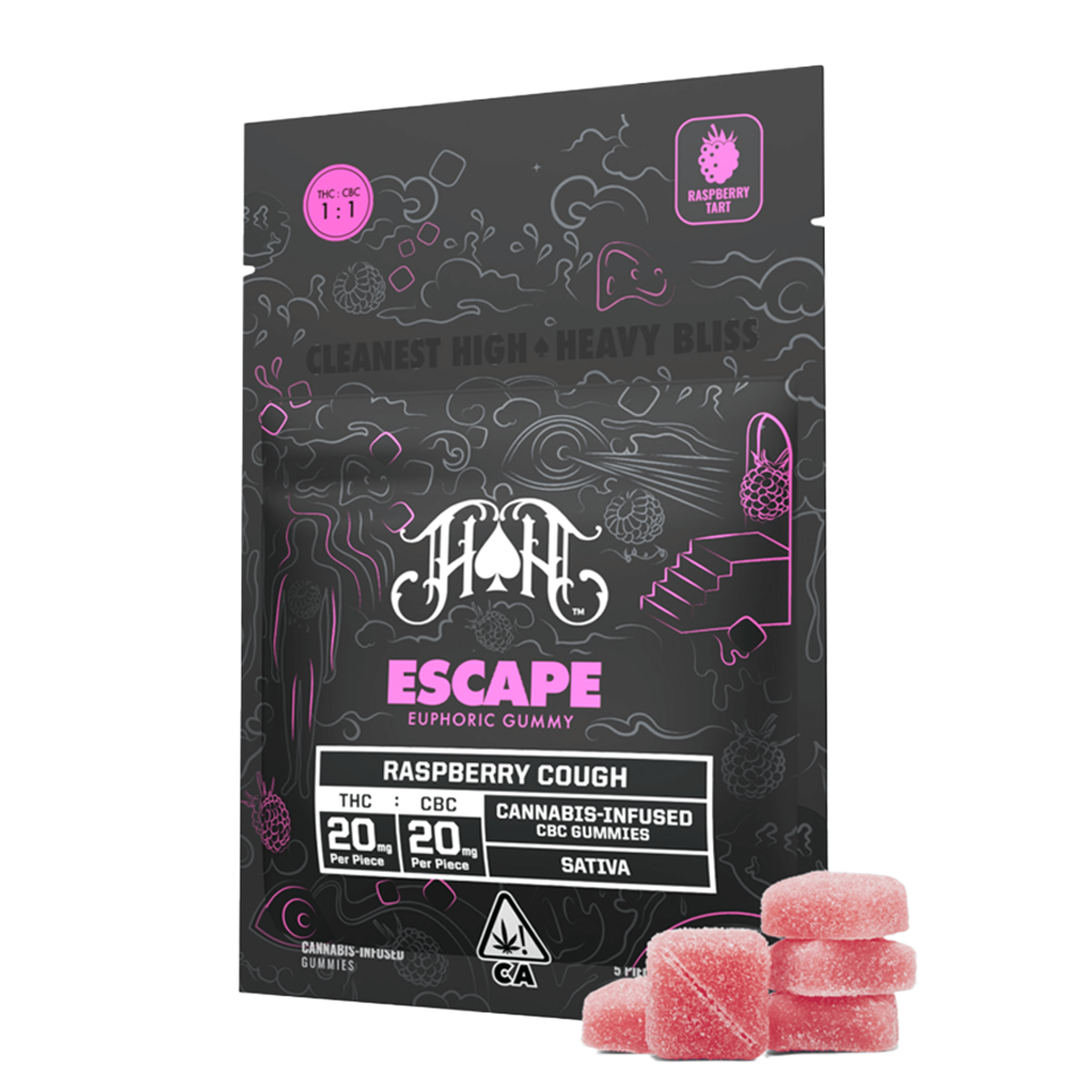 Raspberry Cough - Escape Bliss Cbc Gummies (100Mg) (5Pk) - Heavy Hitters - null - $20 - Edible