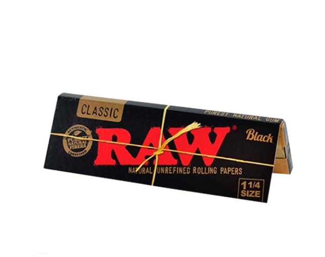 RAW Black 1 1/4" Size Rolling Papers - RAW -  - $3 - Accessories