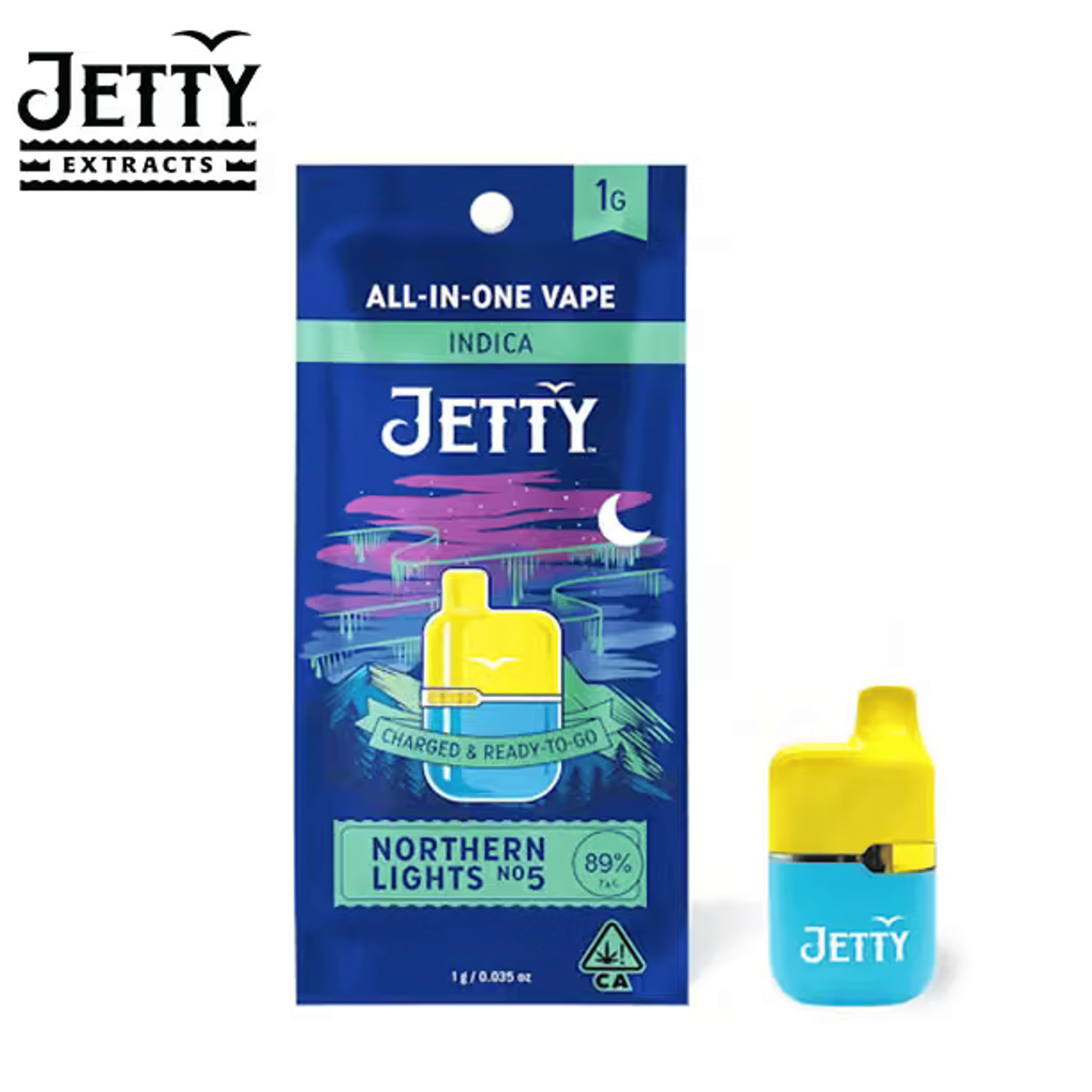 Jetty - Northern Lights #5 - High THC AIO - 1g - Jetty Extracts - AIO N. Lights - $29.99 - Disposable Vapes