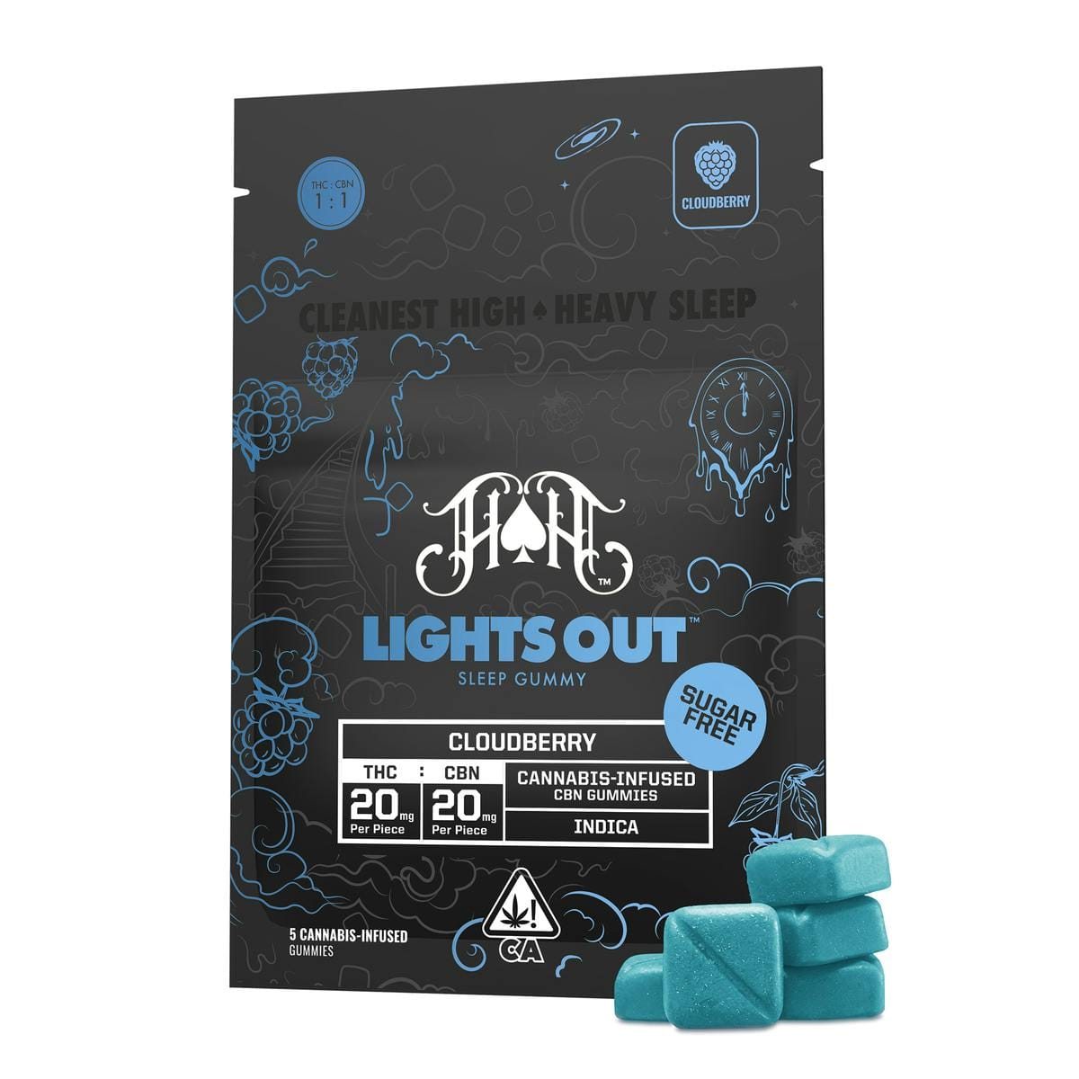Lights Out | Cloudberry THC:CBN Sugar Free RCS Gummies - 100mg - Heavy Hitters -  - $19 - Edibles