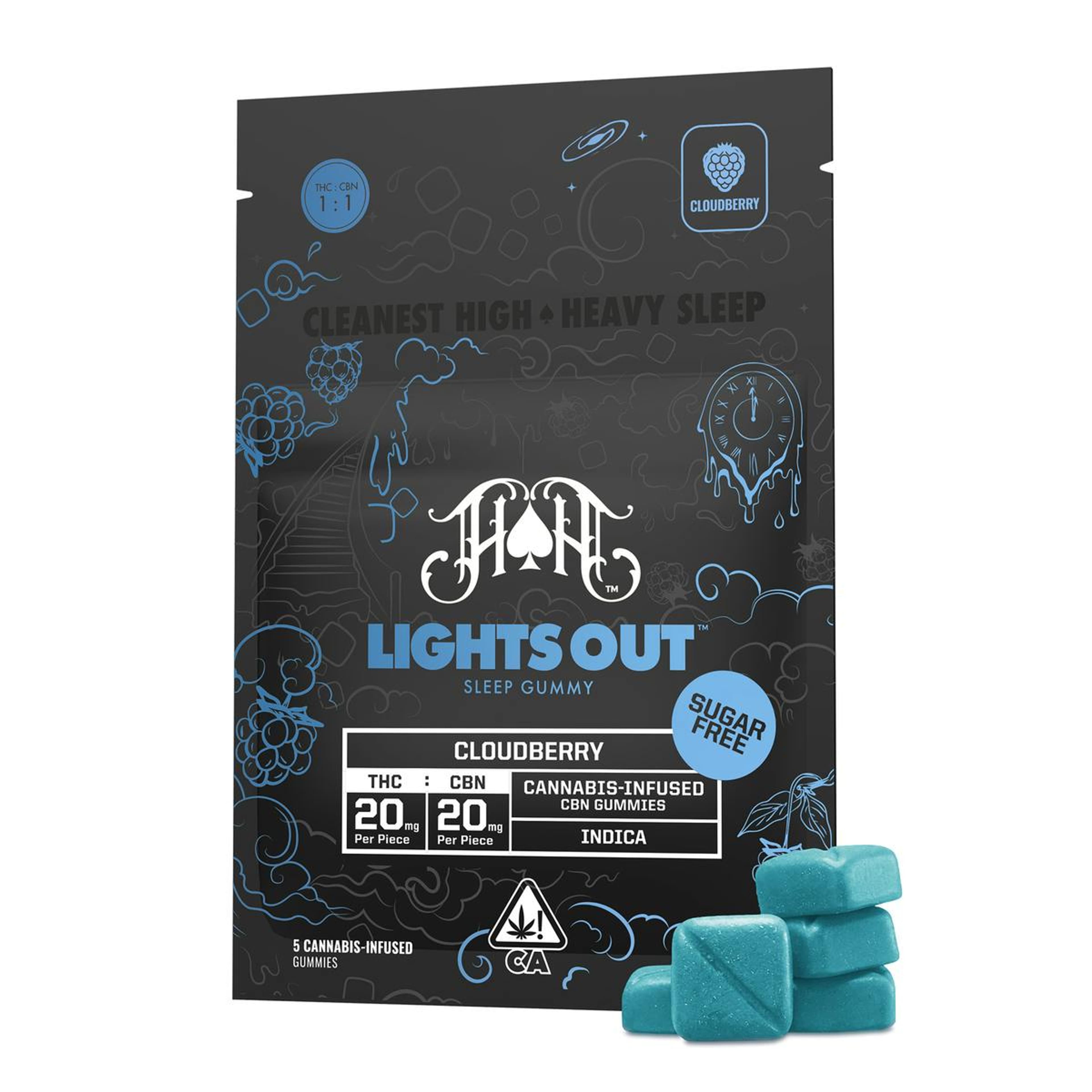 Lights Out | Cloudberry THC:CBN Sugar Free RCS Gummies - 100mg - Heavy Hitters - - $19 - Edibles