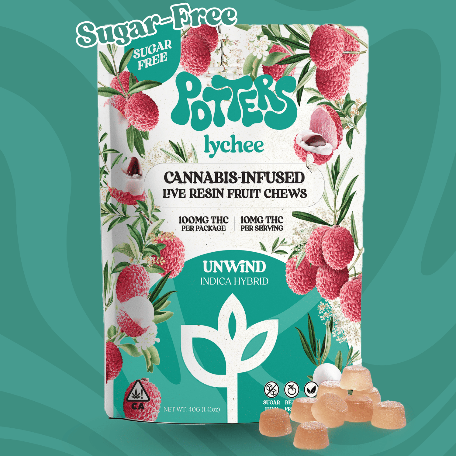 Lychee Live Resin Fruit Chews 100mg - Potters Cannabis Co. -  - $16.50 - Edible