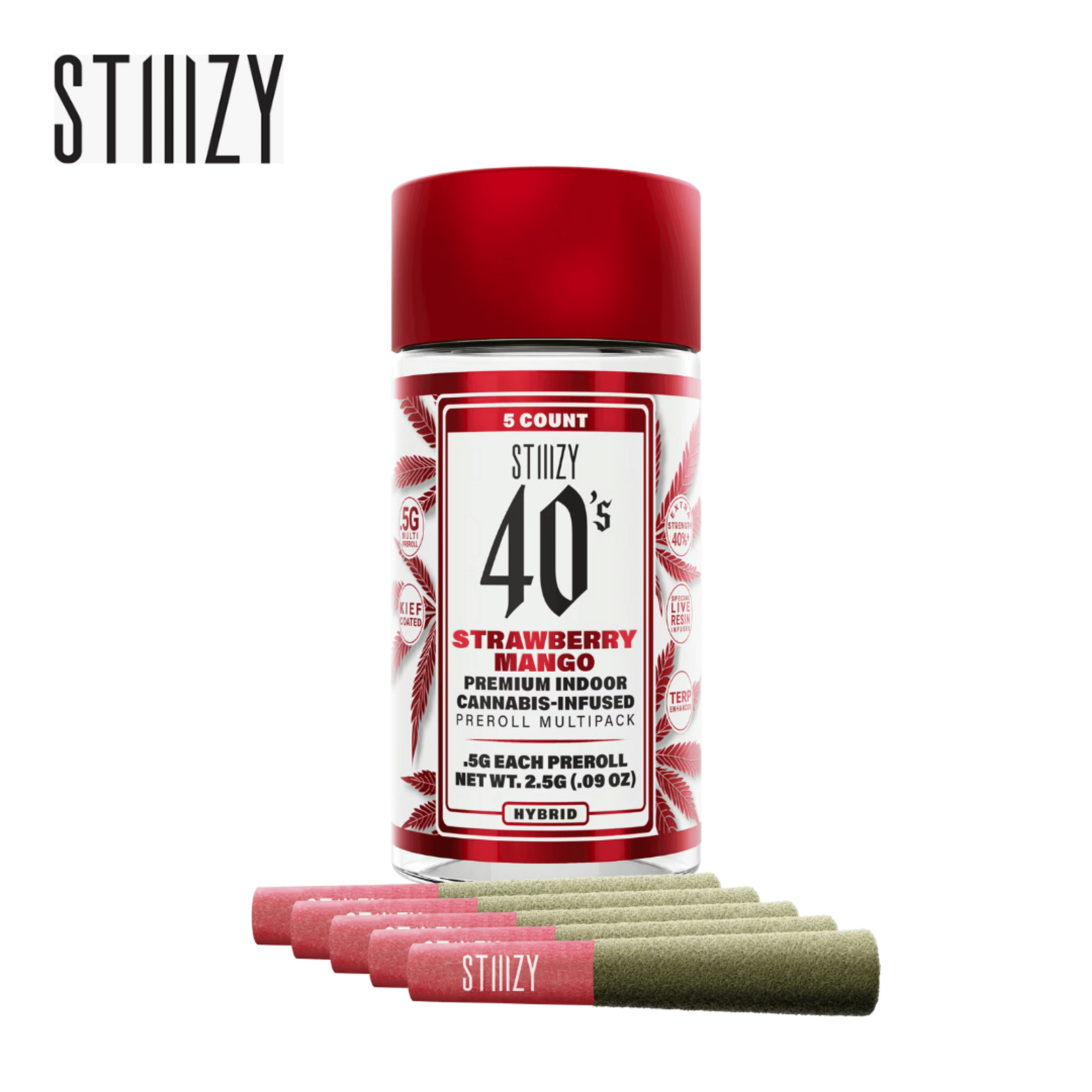 Stiiizy 40's - Strawberry Mango - 5 Infused Pre-Roll Pack - 2.5g - Stiiizy - Strawberry Mango - $24.99 - Pre-Roll Packs